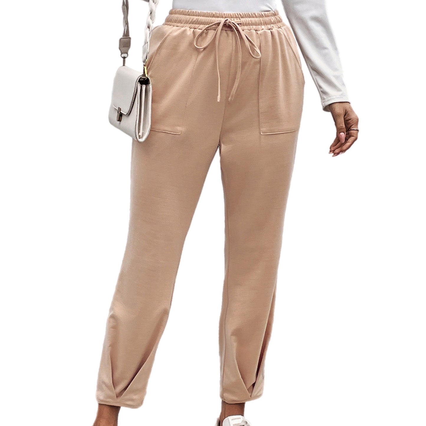 Drawstring Straight Pants with Pockets