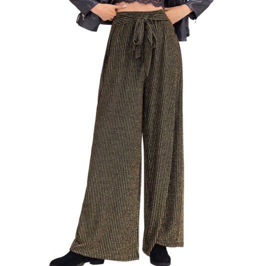 Ribbed Tied Wide Leg Pants