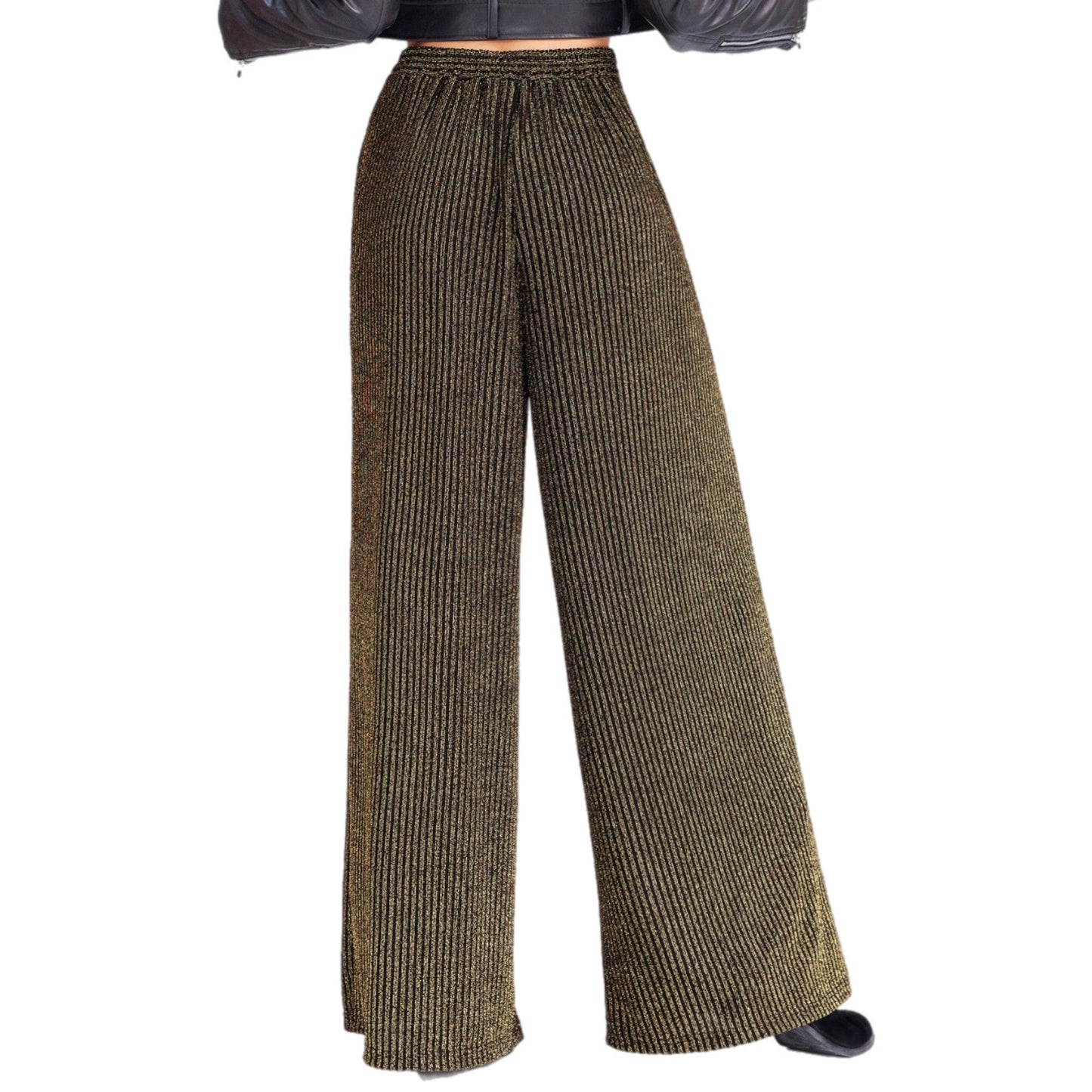 Ribbed Tied Wide Leg Pants