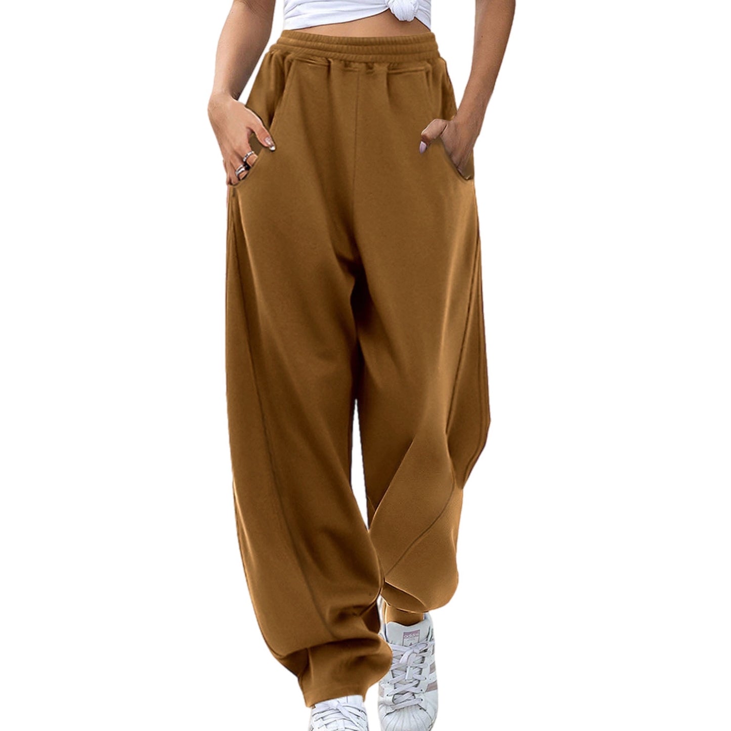 Elastic Waist Sweatpants with Pockets