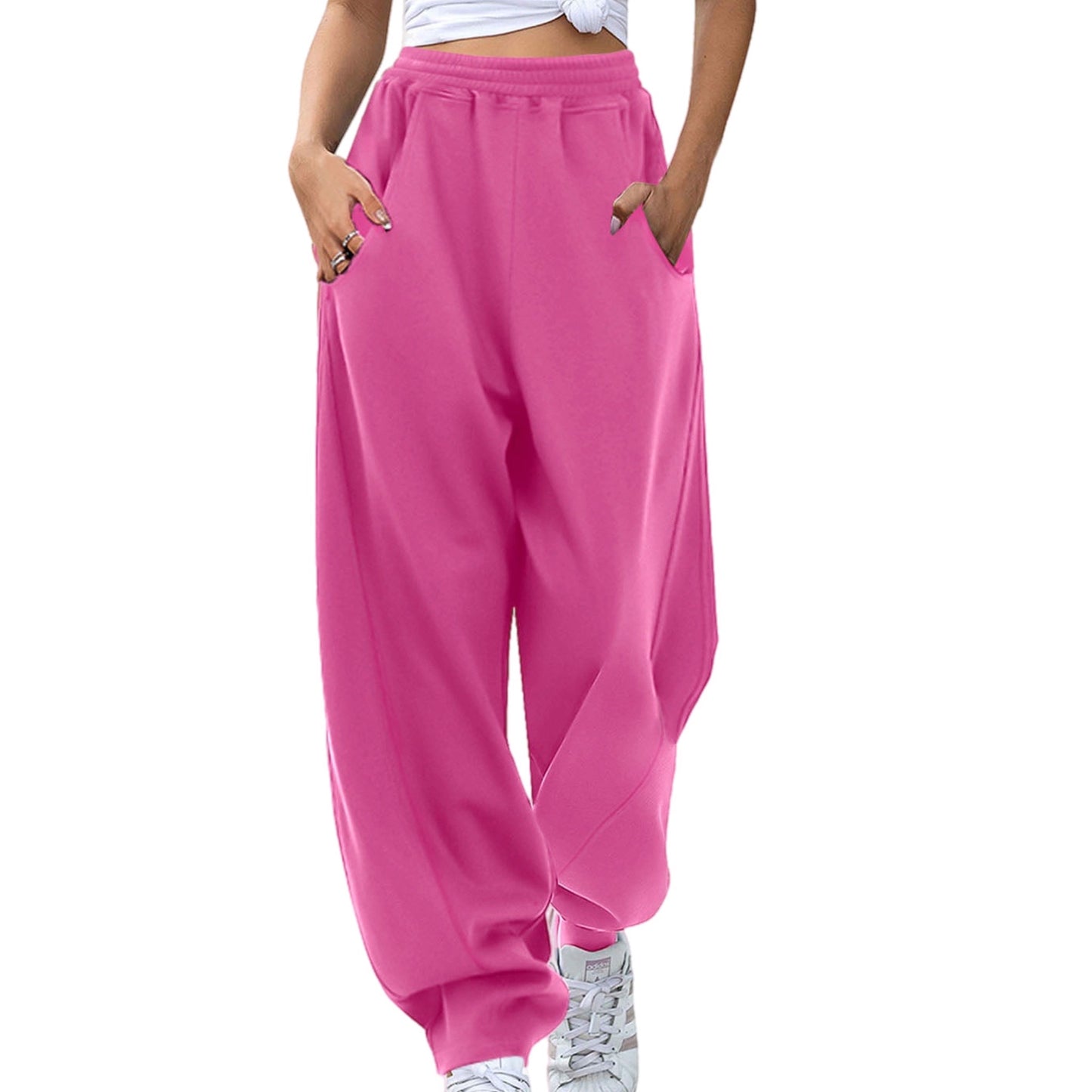 Elastic Waist Sweatpants with Pockets