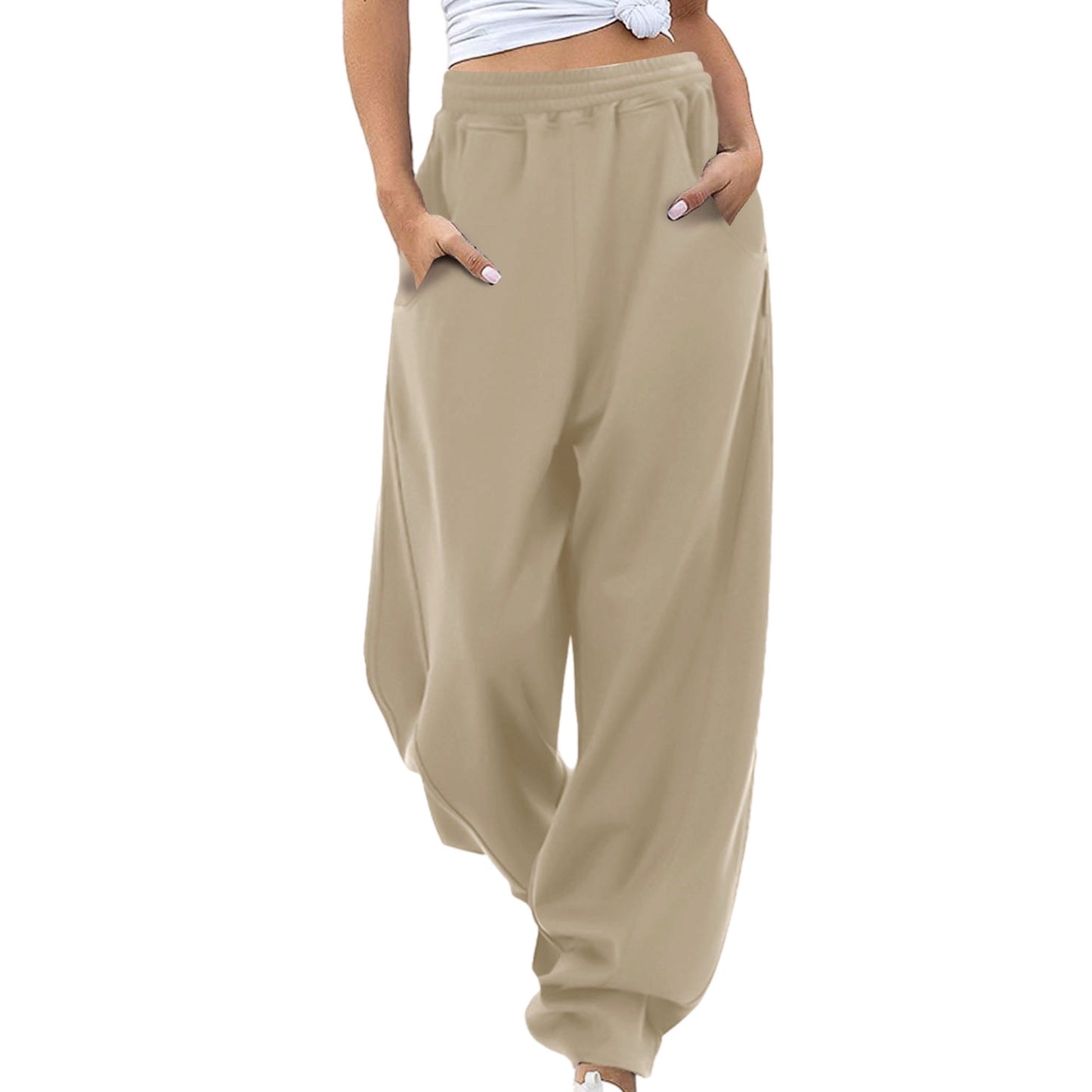 Elastic Waist Sweatpants with Pockets