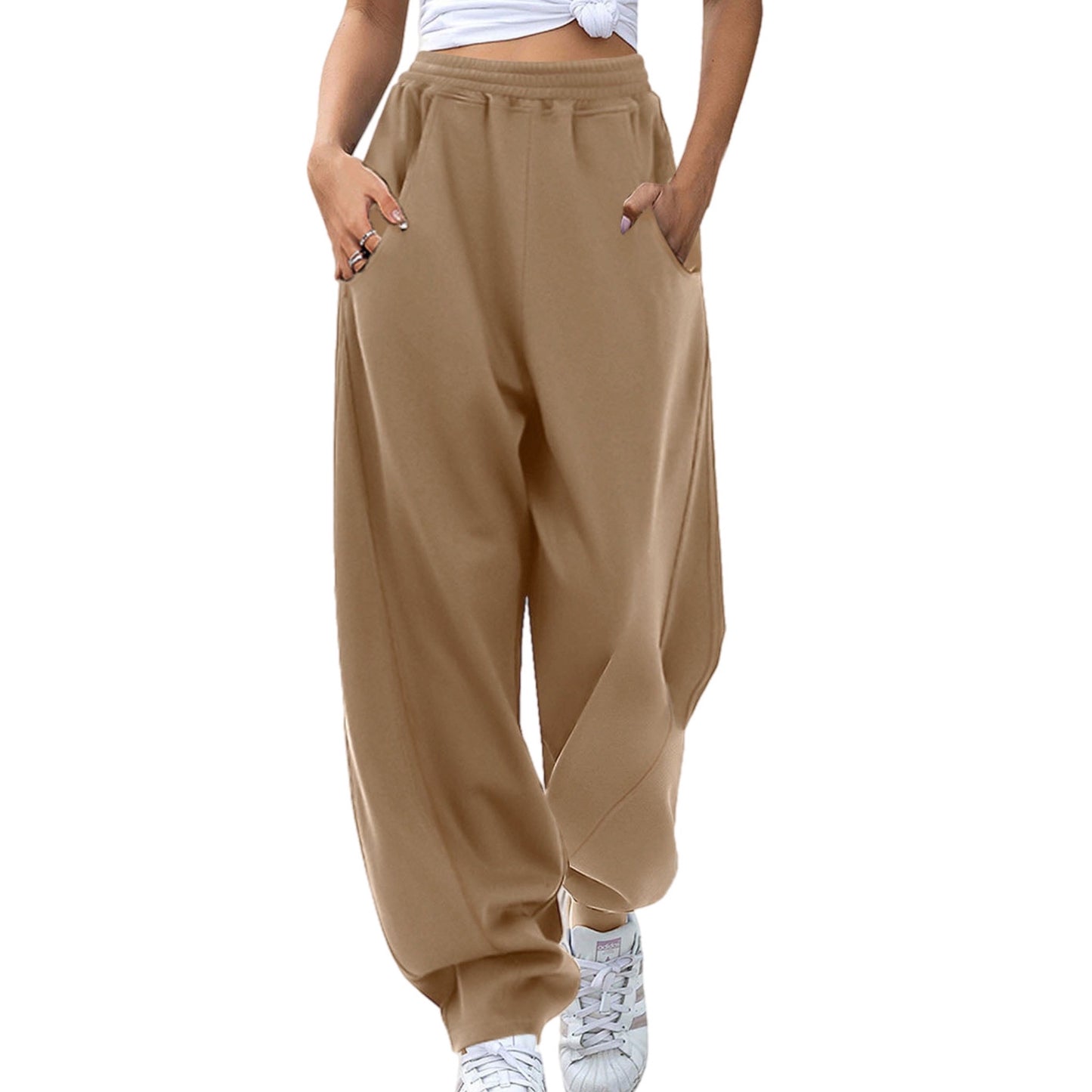 Elastic Waist Sweatpants with Pockets