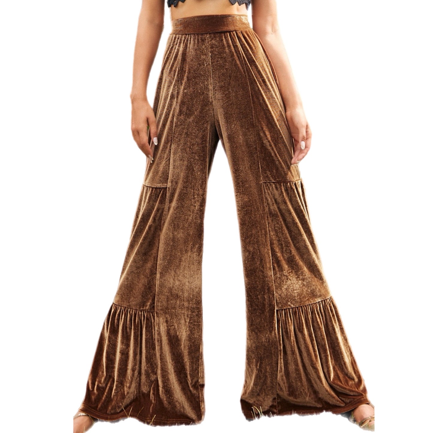 Khaki High Waist Wide Leg Pants