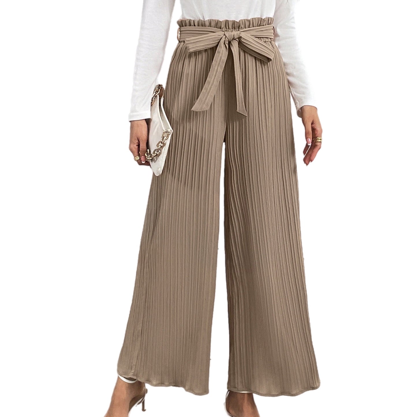 Camel Tied Wide Leg Pants