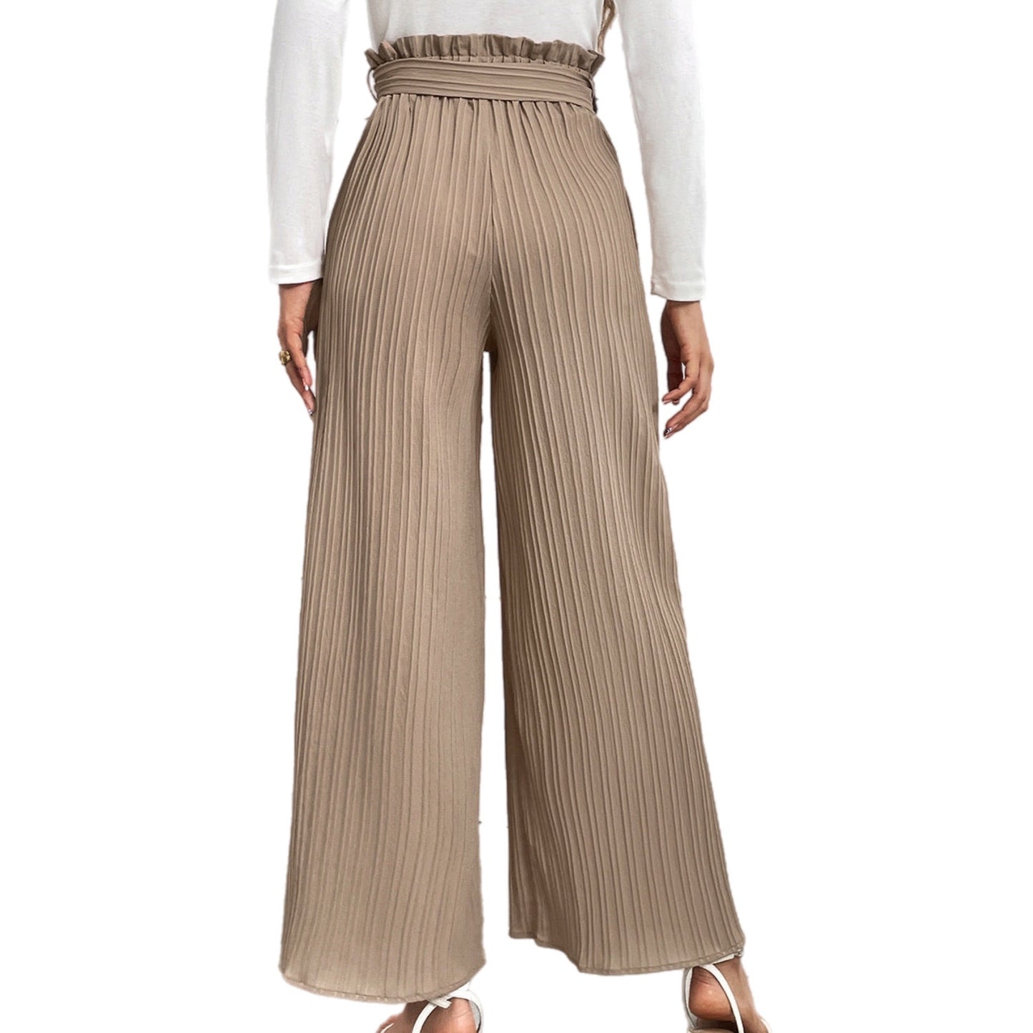 Camel Tied Wide Leg Pants