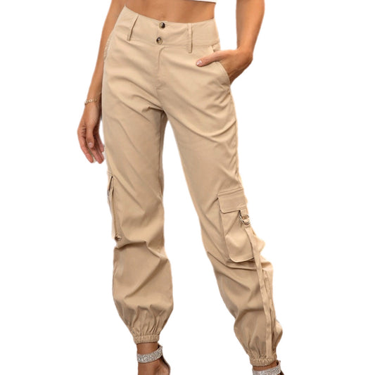 Tan High Waist Cargo Pants