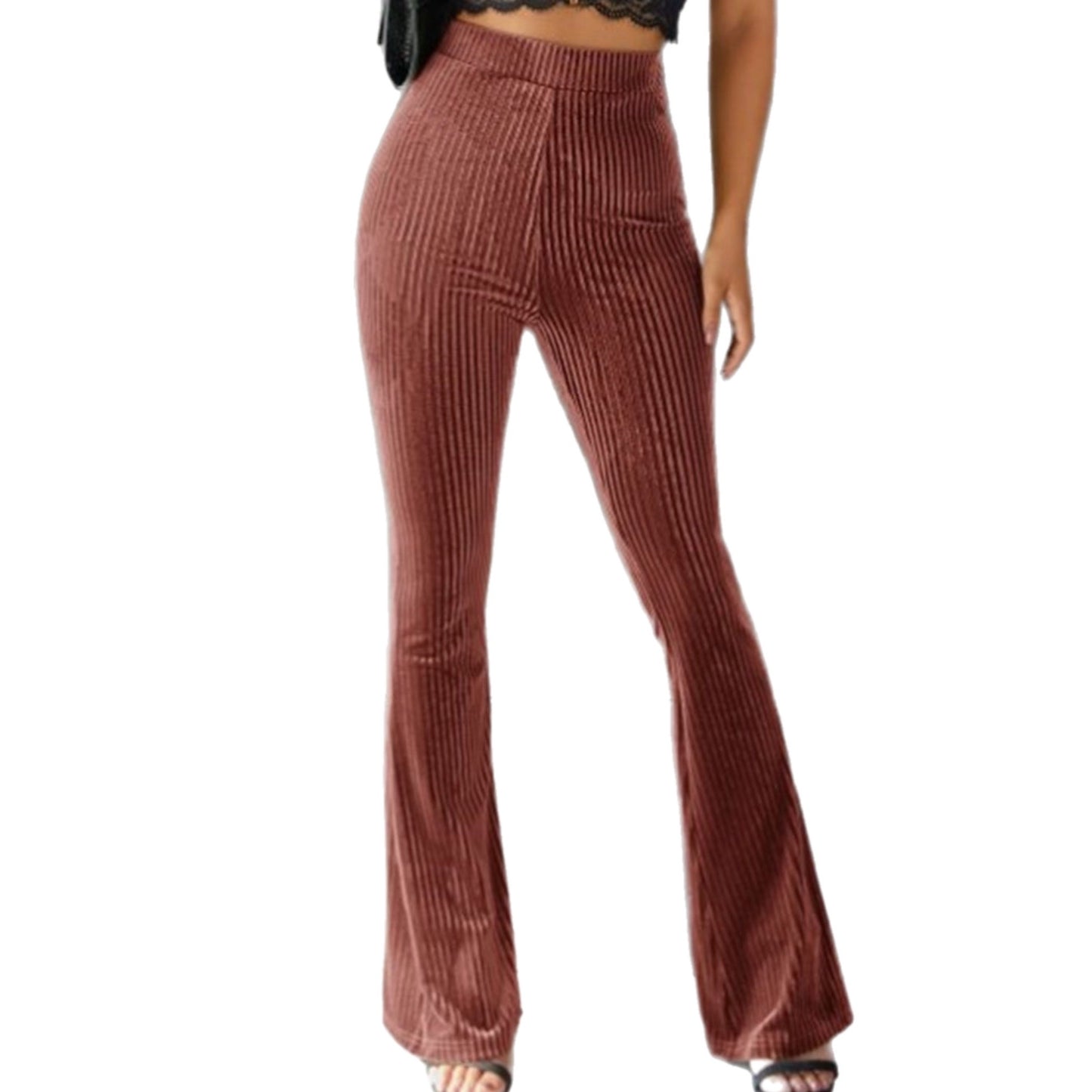 Ribbed High Waist Flare Pants