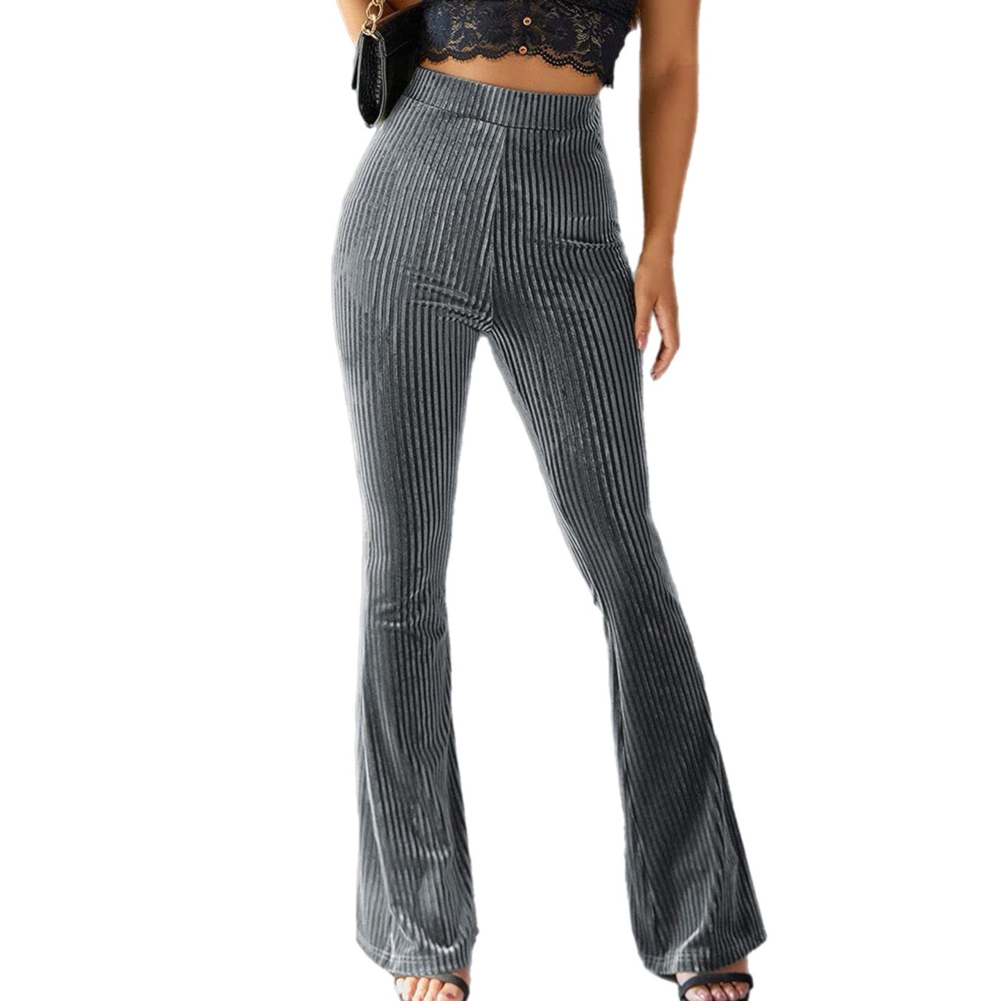 Ribbed High Waist Flare Pants