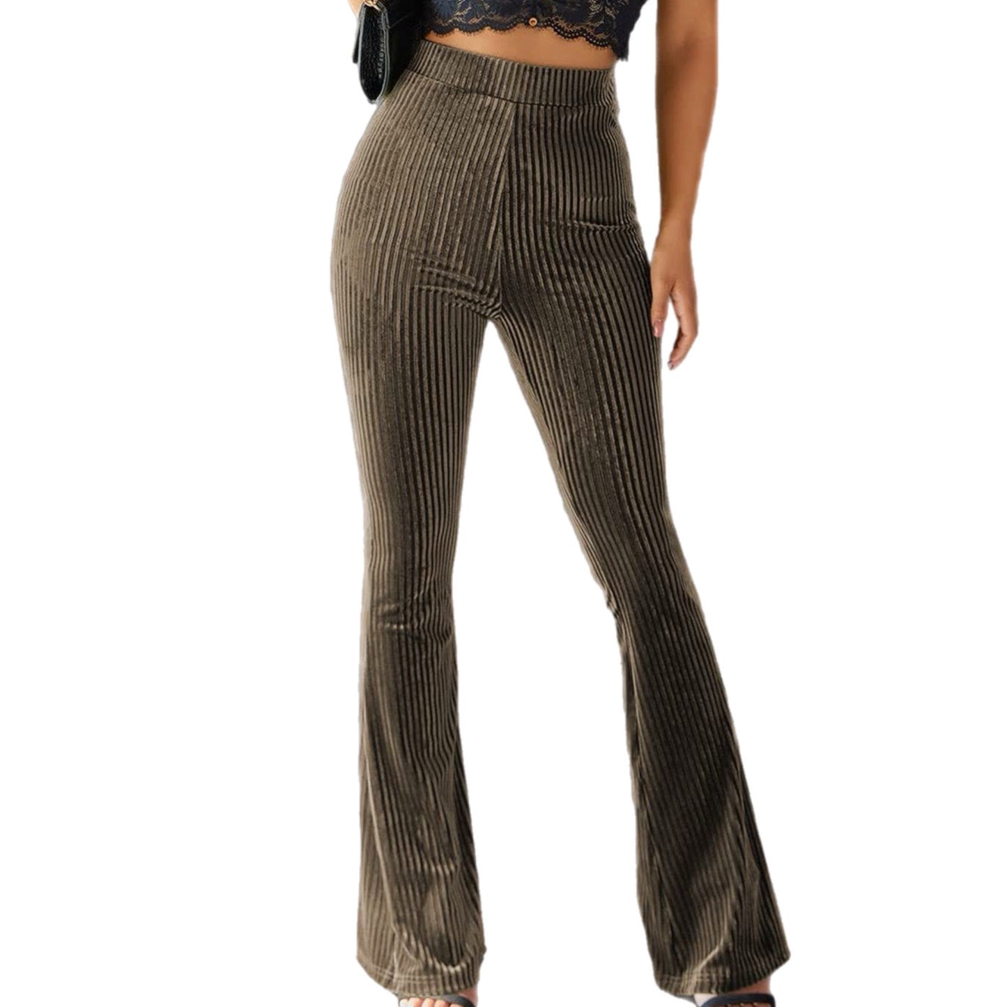 Ribbed High Waist Flare Pants