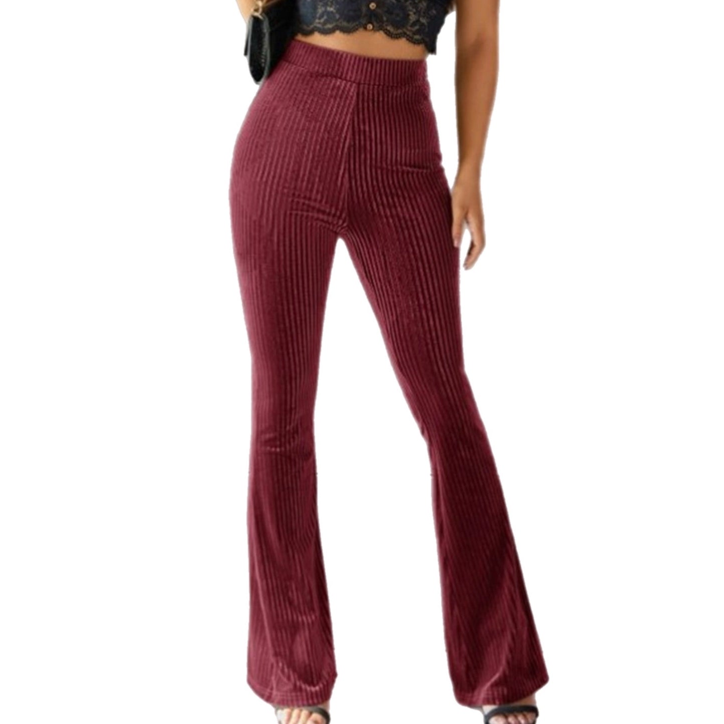 Ribbed High Waist Flare Pants