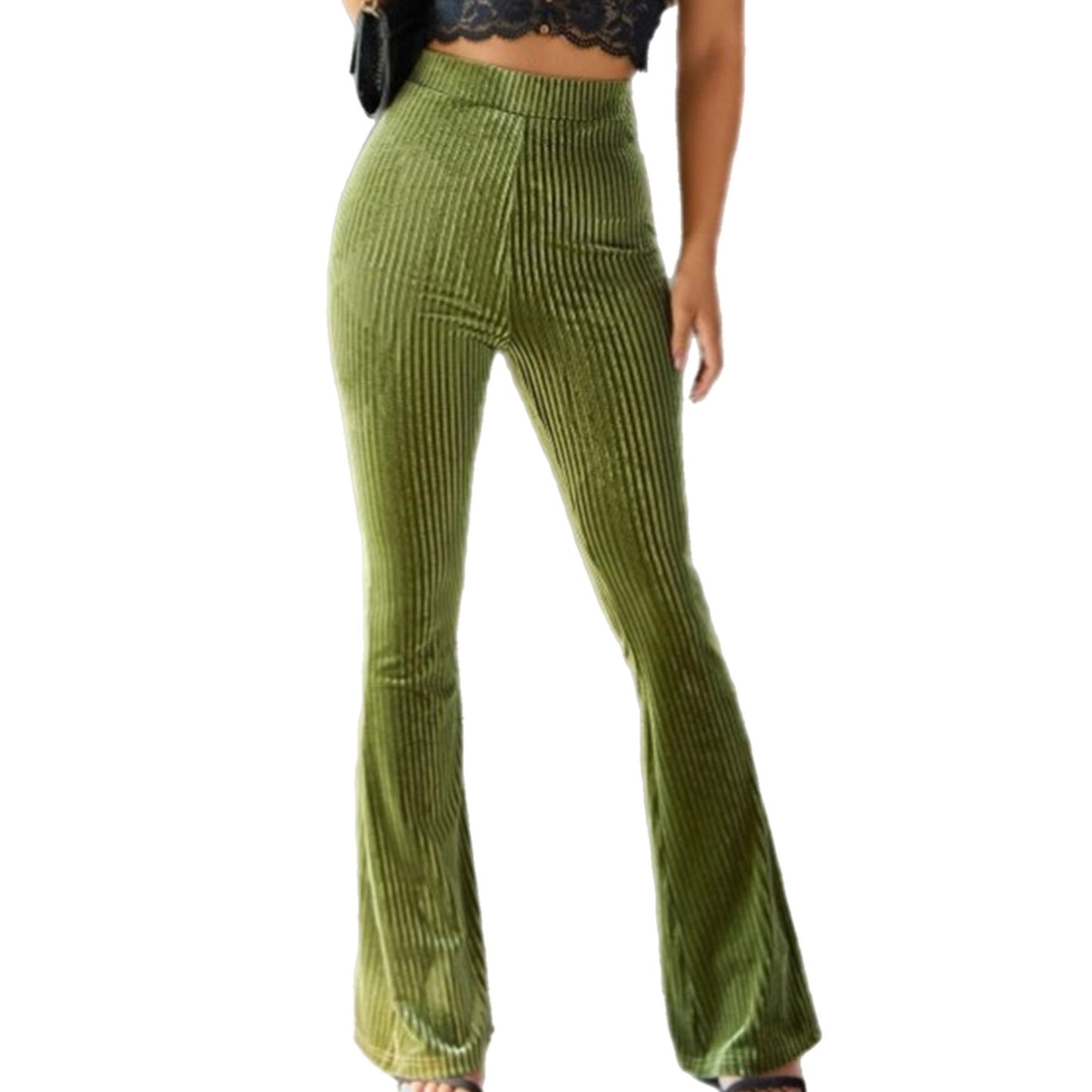 Ribbed High Waist Flare Pants