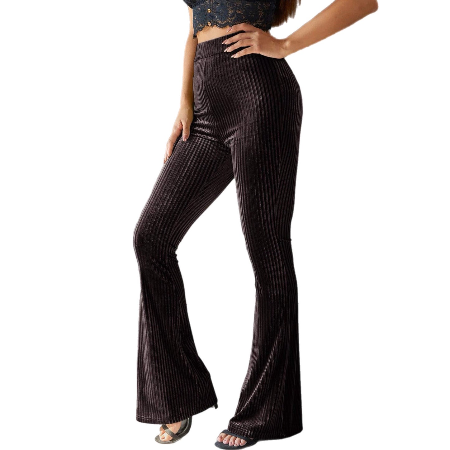 Ribbed High Waist Flare Pants