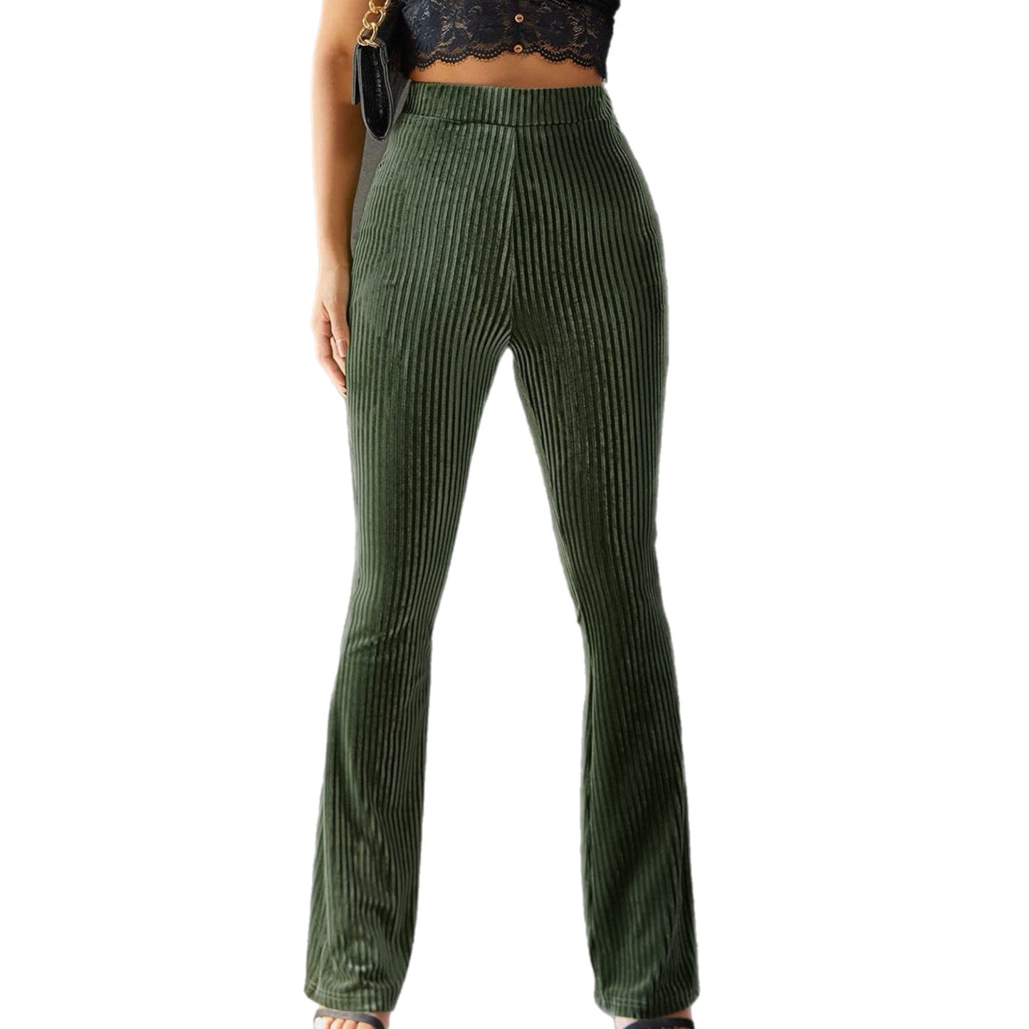 Ribbed High Waist Flare Pants