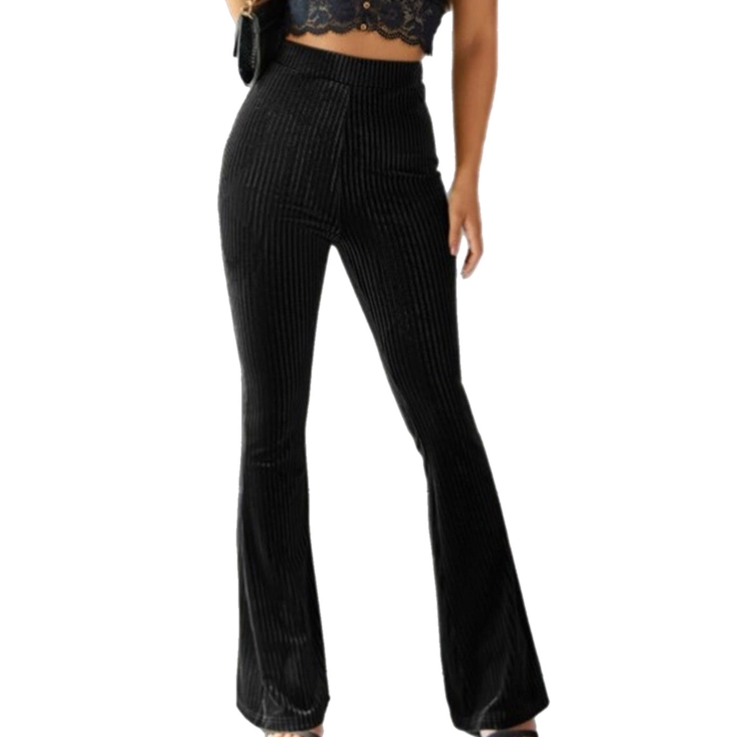 Ribbed High Waist Flare Pants