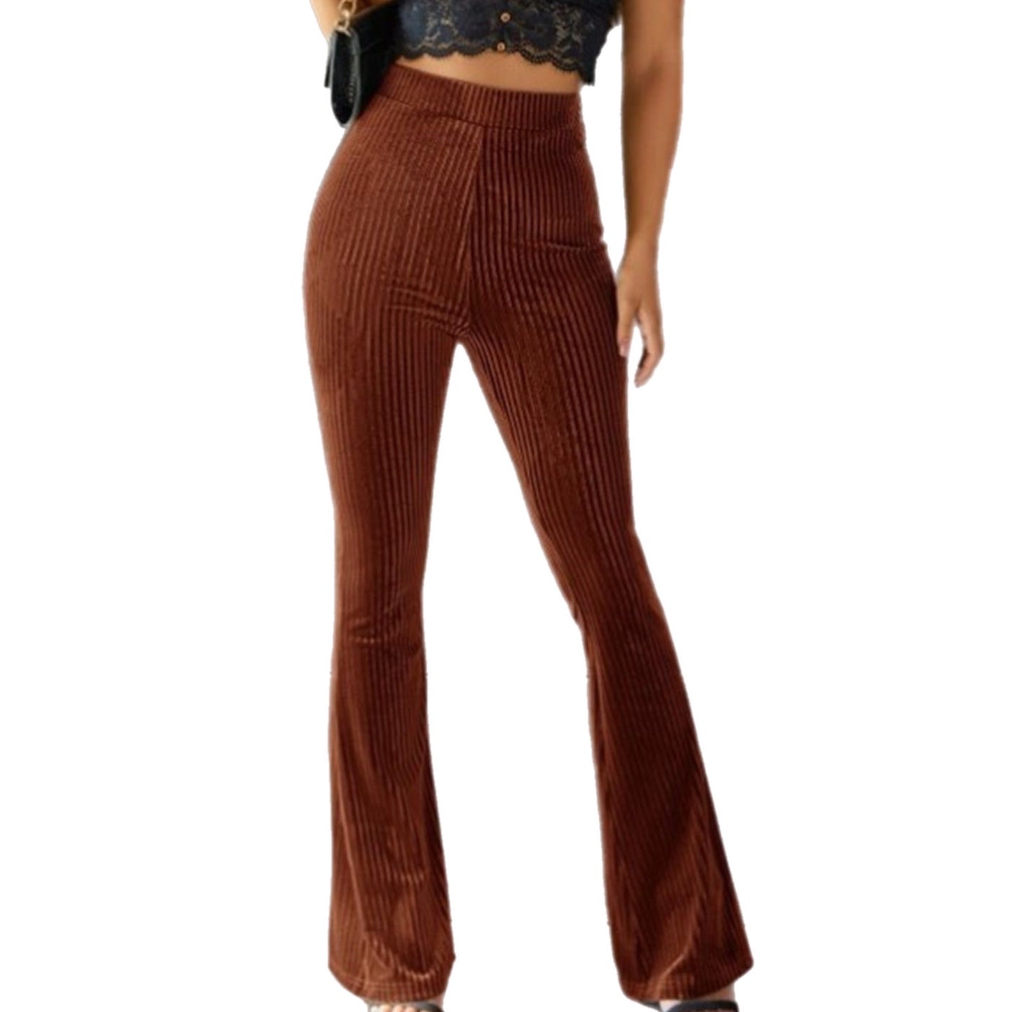 Ribbed High Waist Flare Pants