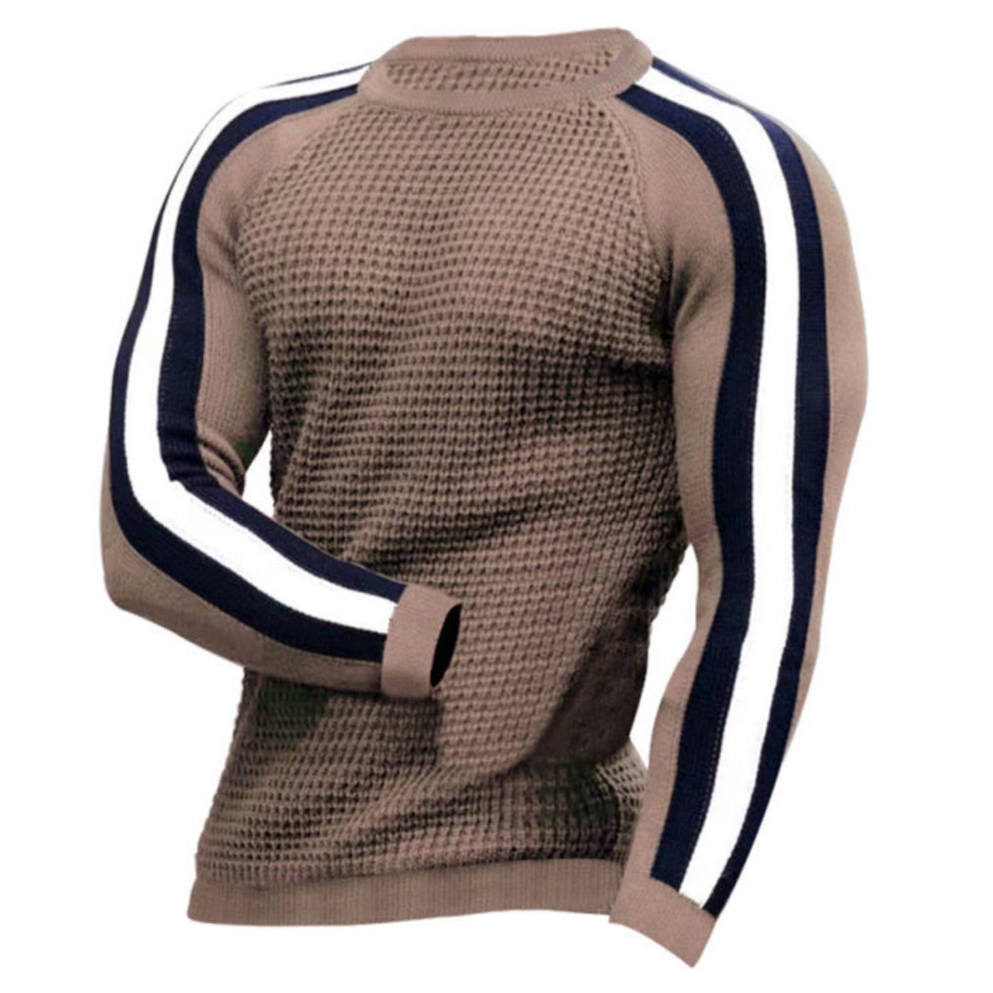 Men's Knit Sweater with Stripe Accent