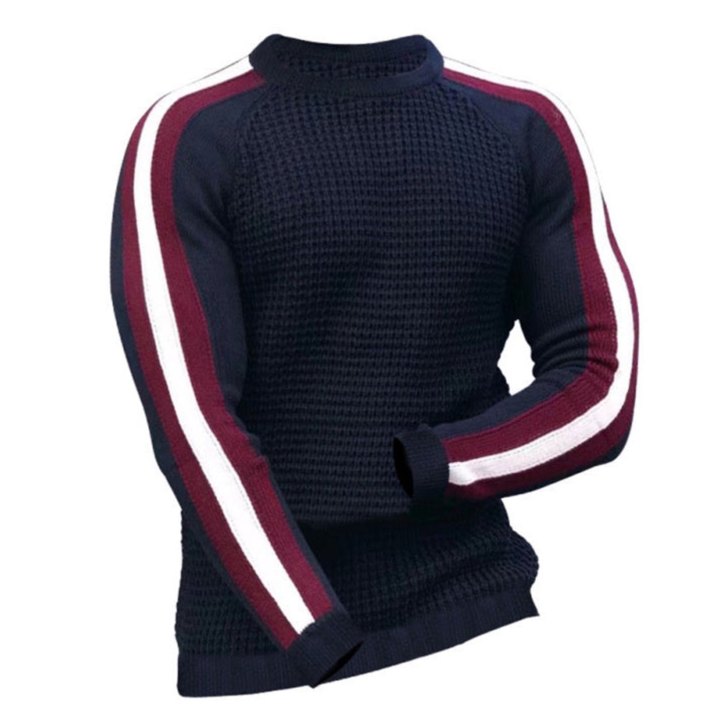 Men's Knit Sweater with Stripe Accent