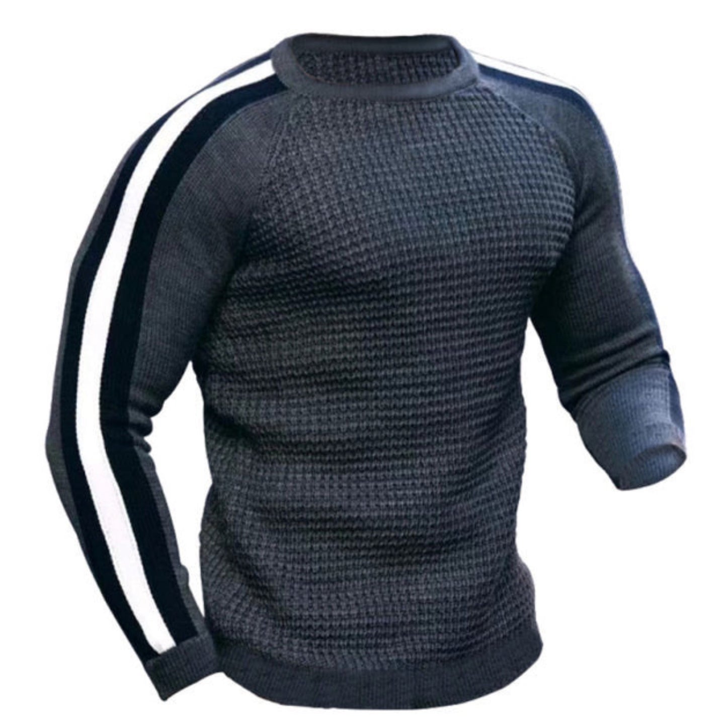 Men's Knit Sweater with Stripe Accent