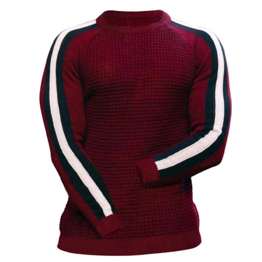 Men's Knit Sweater with Stripe Accent