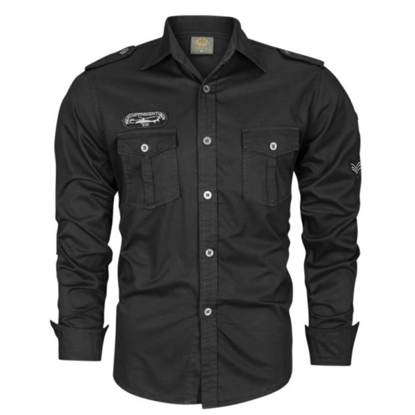 Men's Military Long Sleeve Button Up Shirt