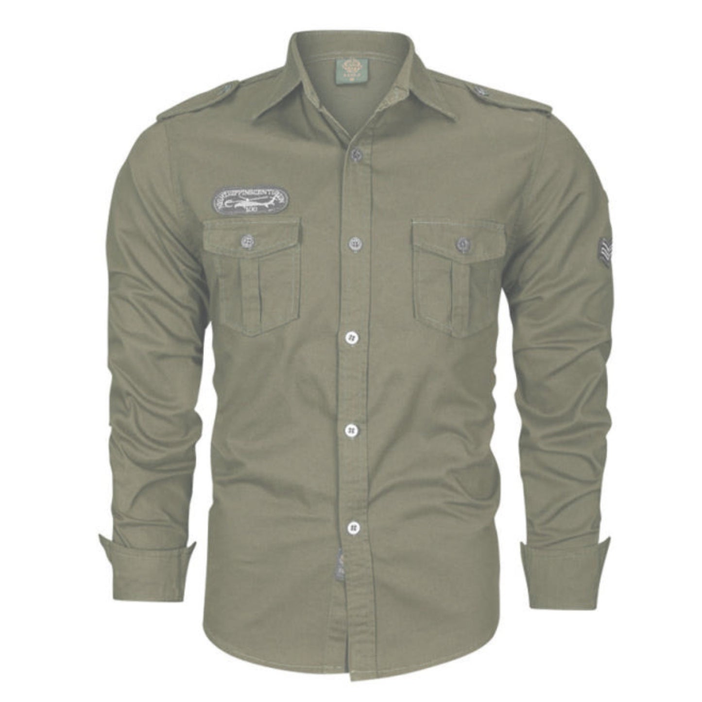 Men's Military Long Sleeve Button Up Shirt