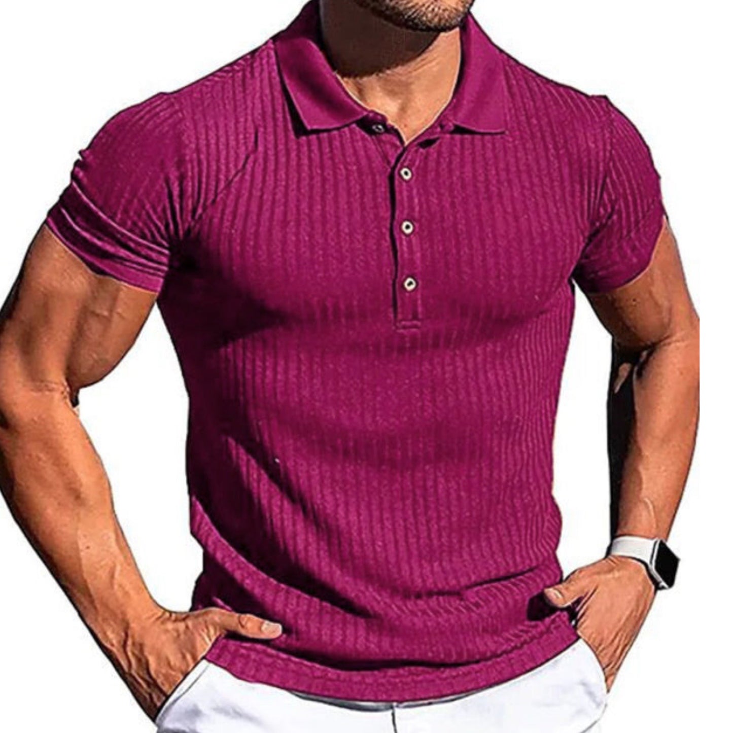 Striped Knit Men's Polo Shirts