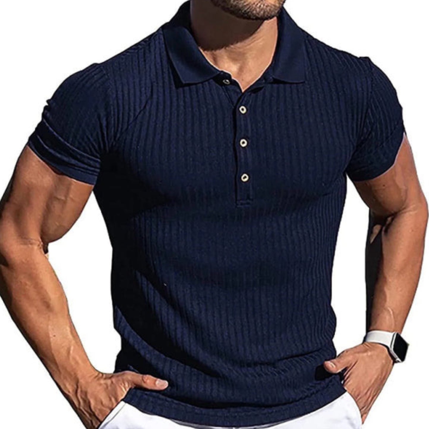 Striped Knit Men's Polo Shirts