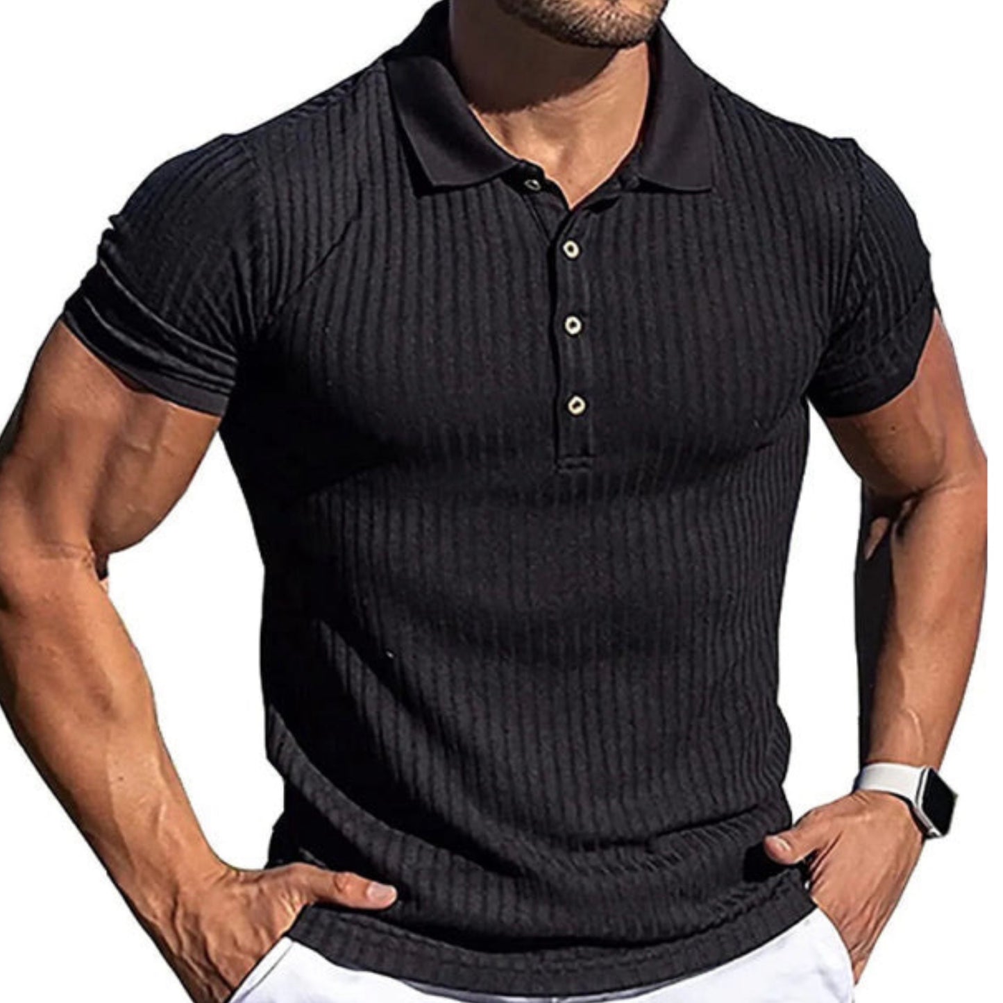 Striped Knit Men's Polo Shirts