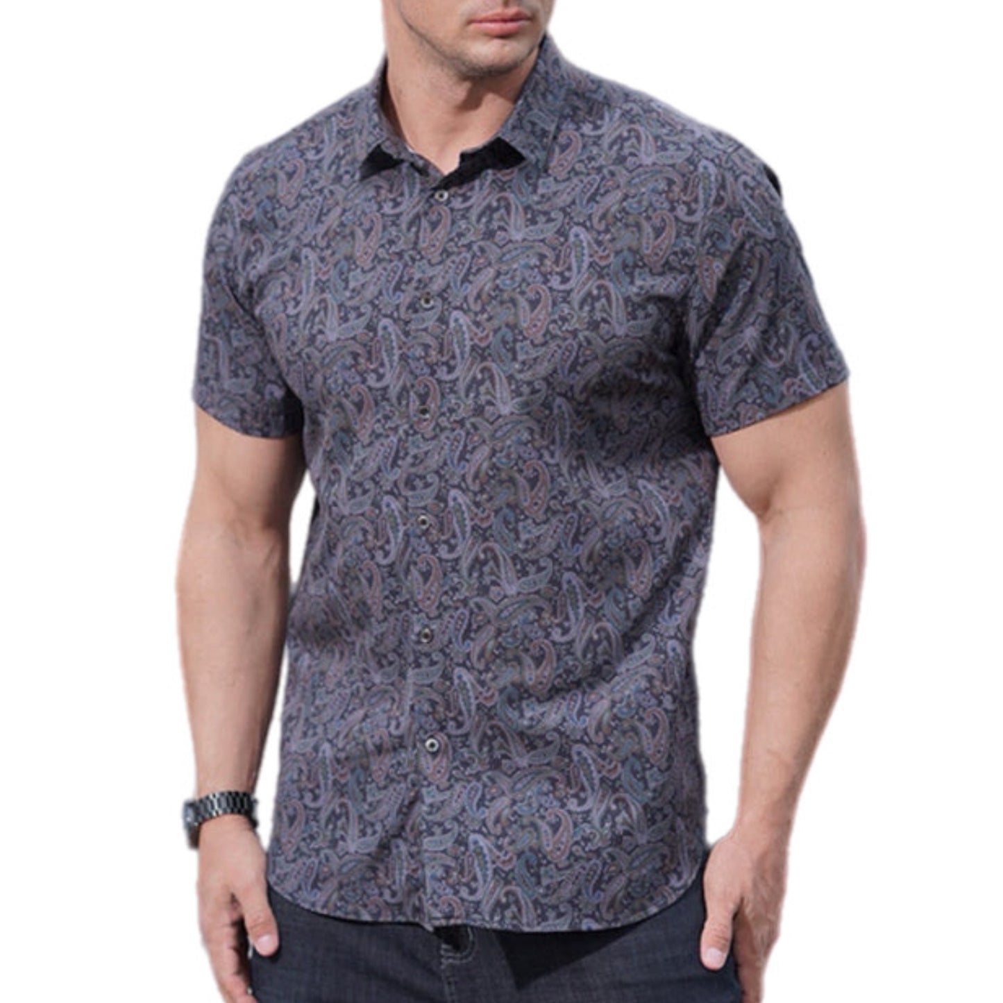 Floral Short Sleeve Button Up Shirt