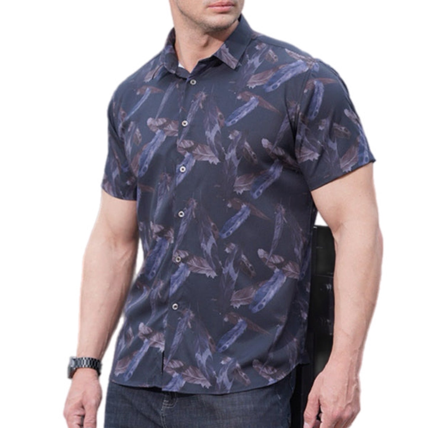 Floral Short Sleeve Button Up Shirt