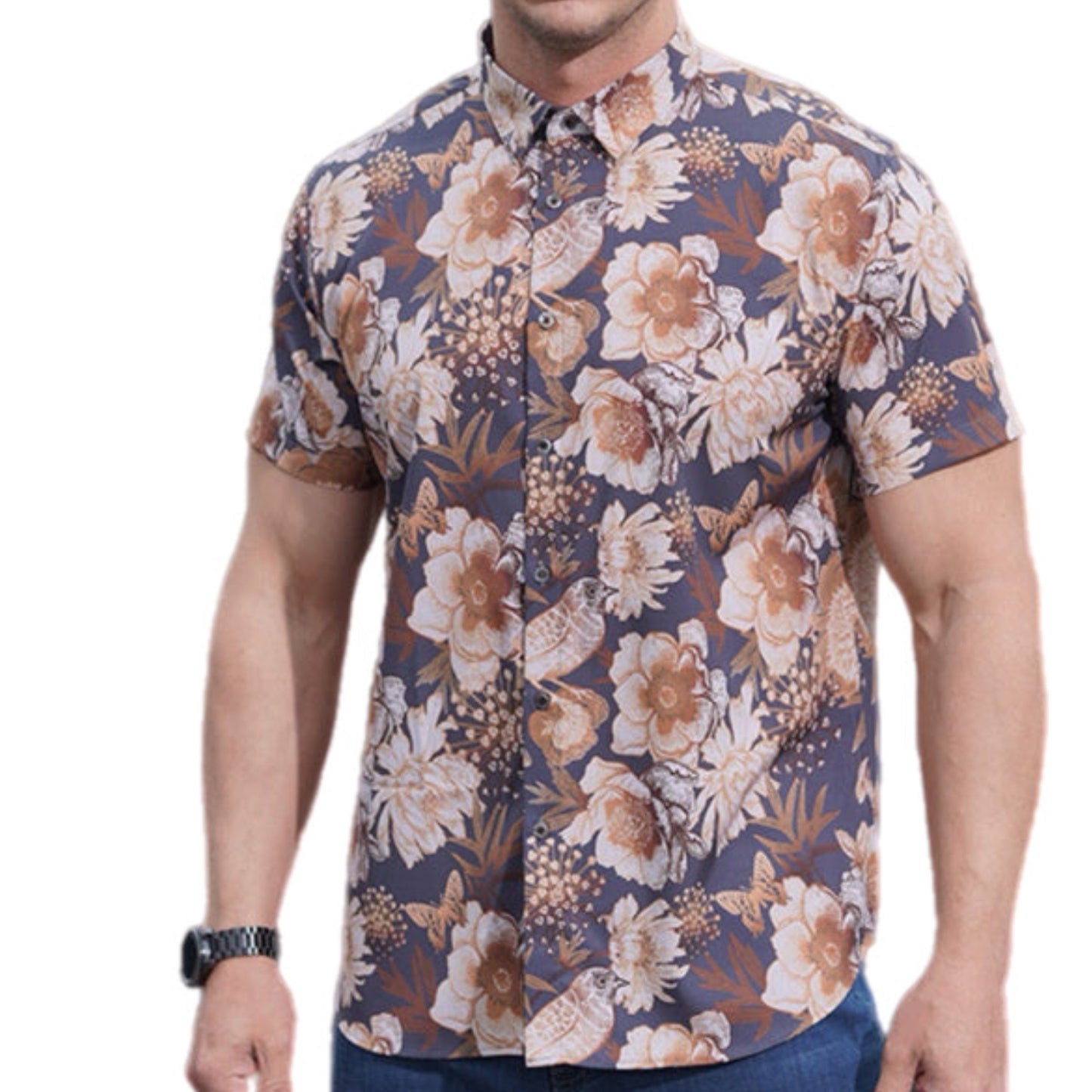 Floral Short Sleeve Button Up Shirt