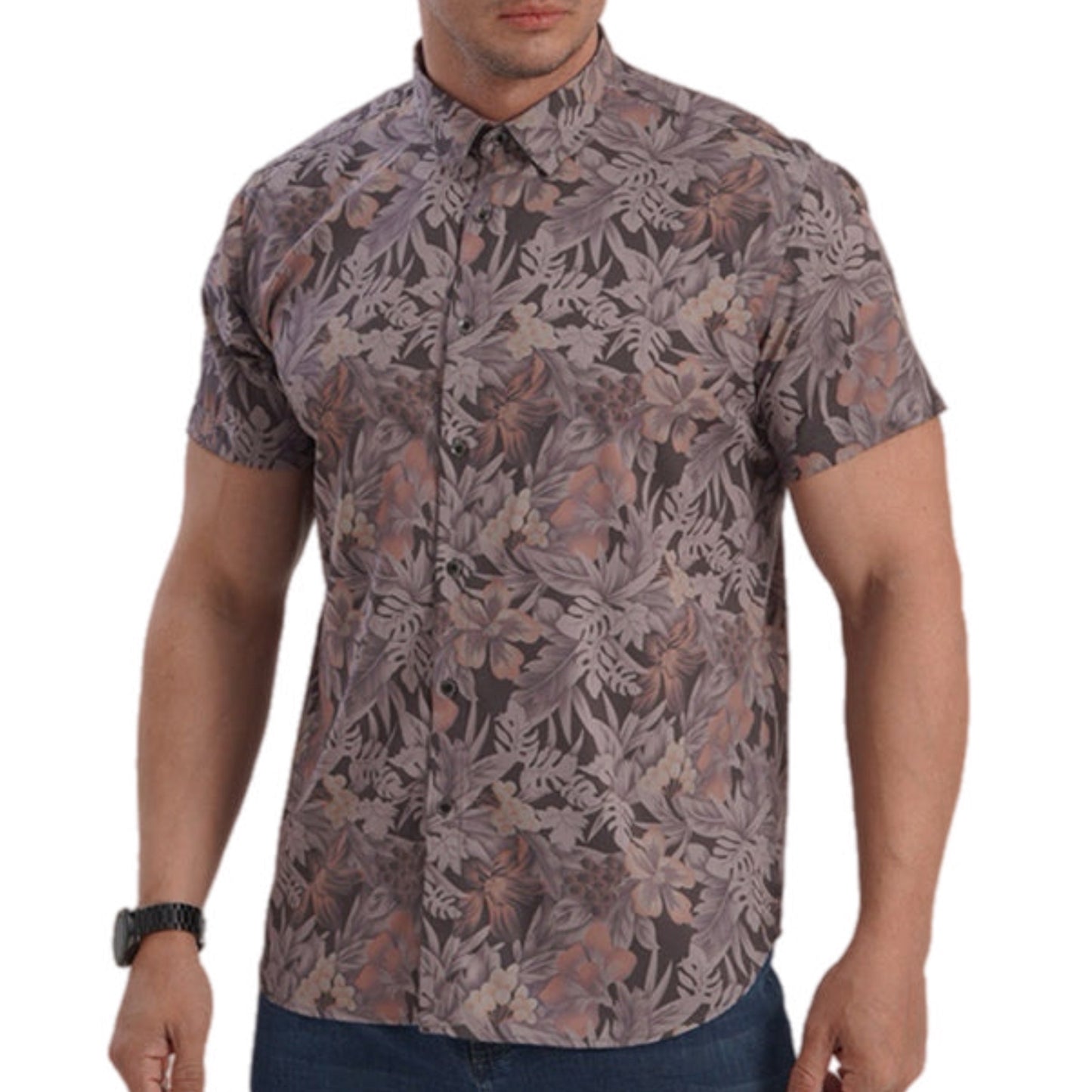 Floral Short Sleeve Button Up Shirt