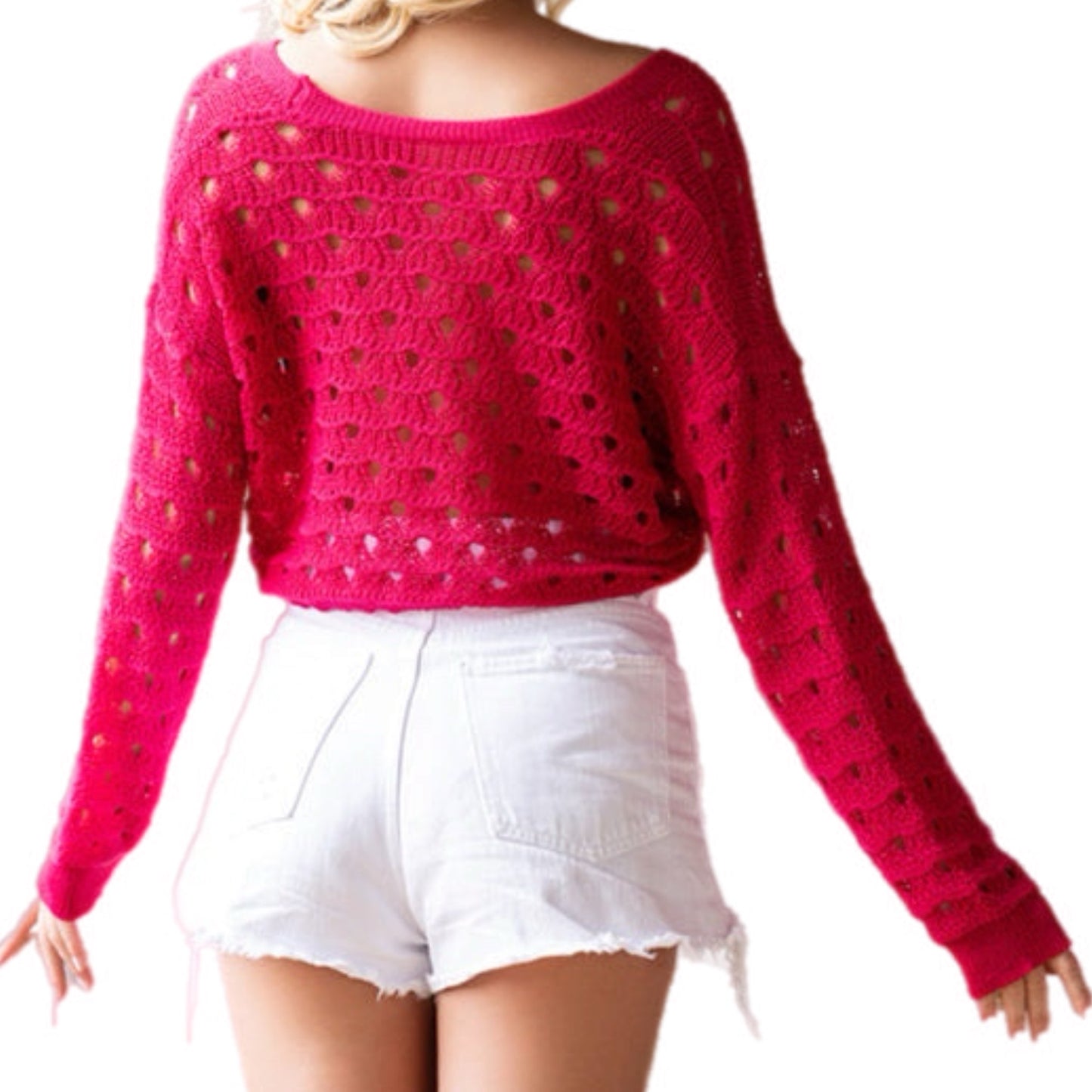 Pink Knit Crop Cardigan