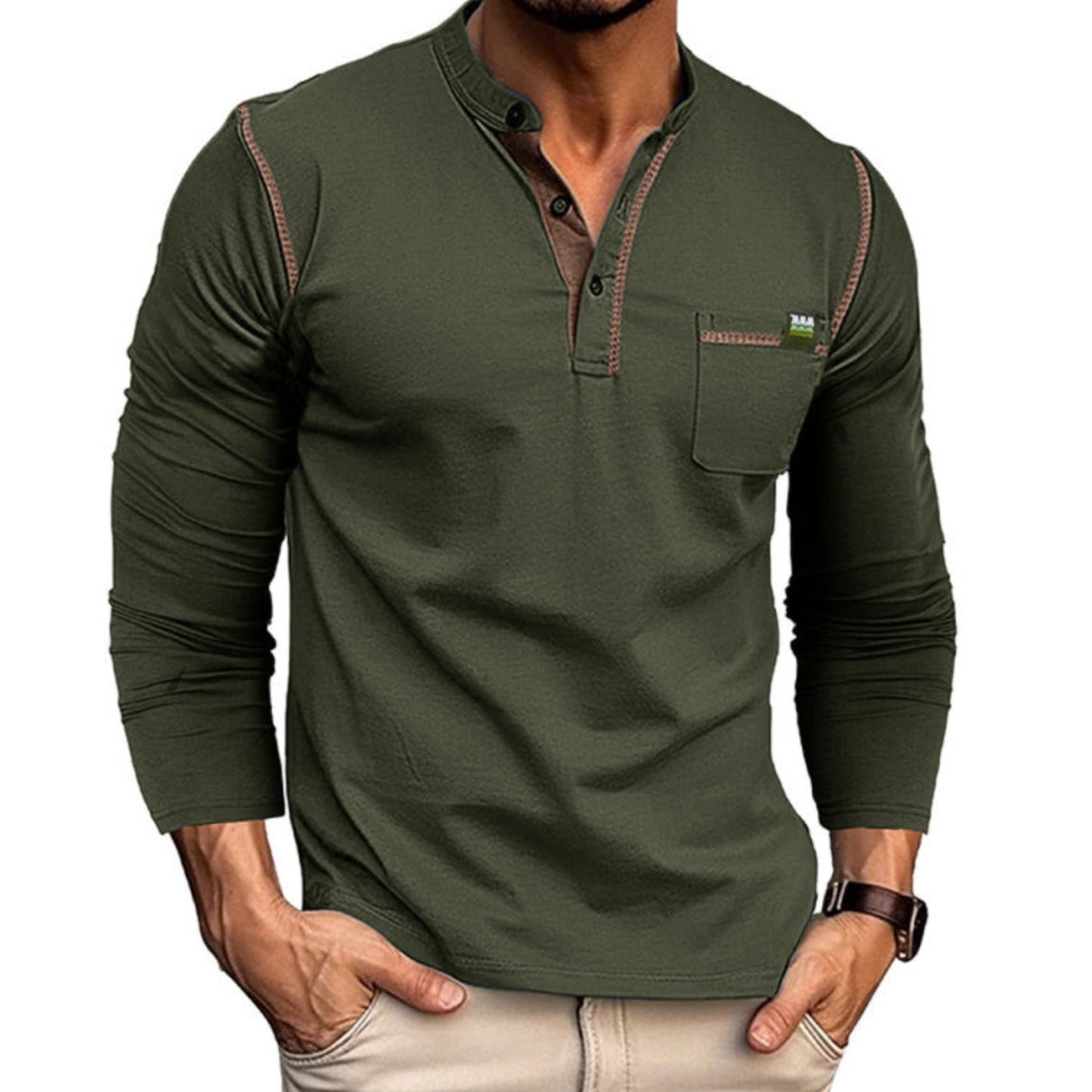 Long Sleeve Color Block Shirt