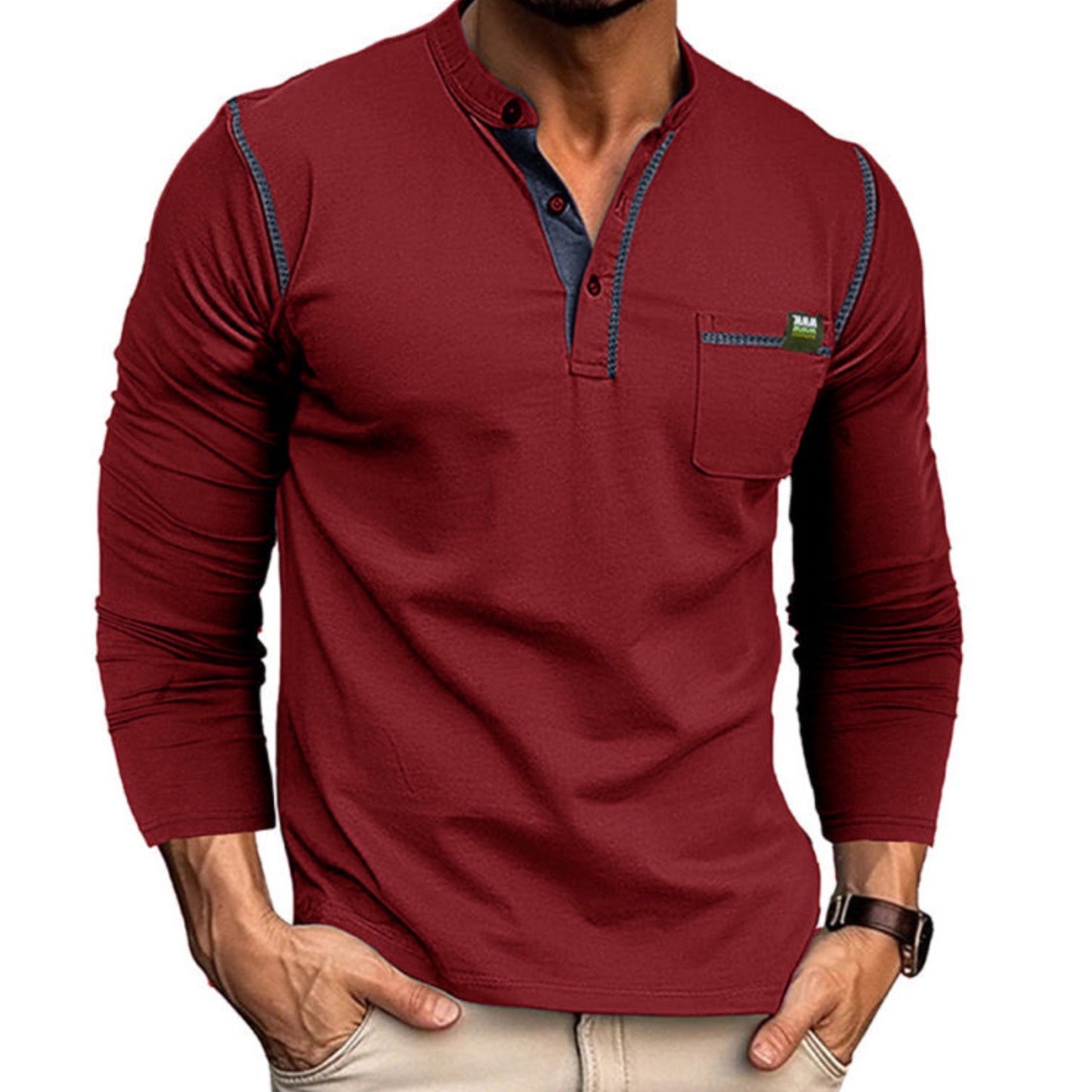 Long Sleeve Color Block Shirt