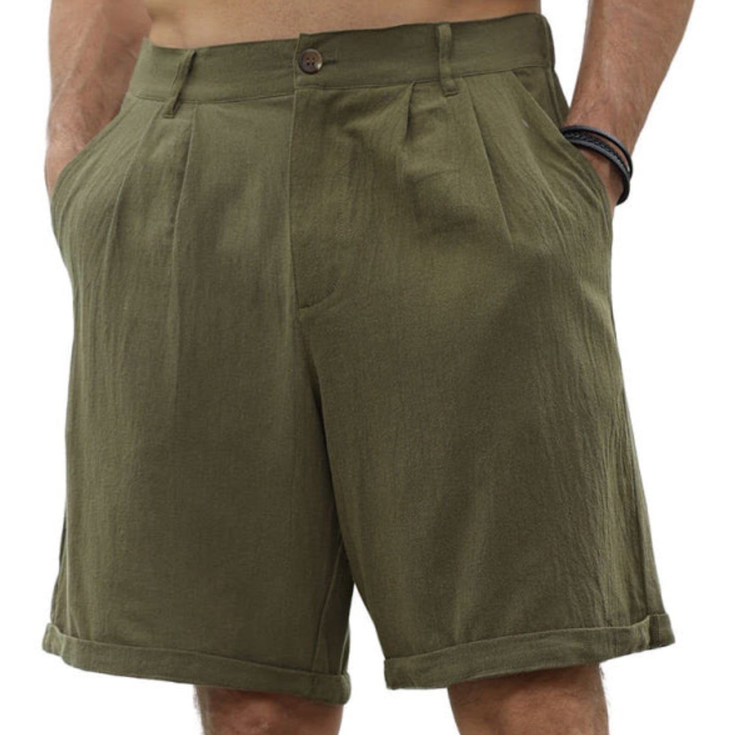 Pleated Elastic Waist Shorts