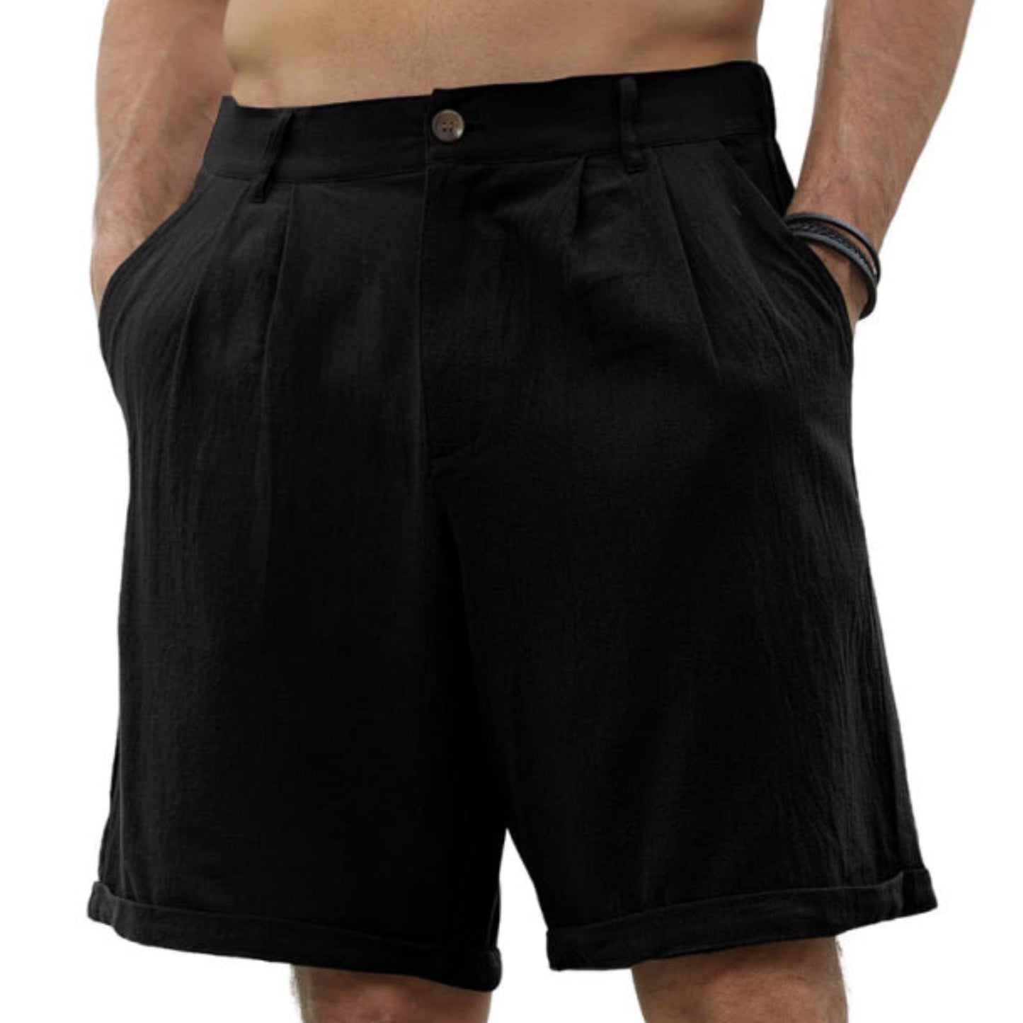 Pleated Elastic Waist Shorts