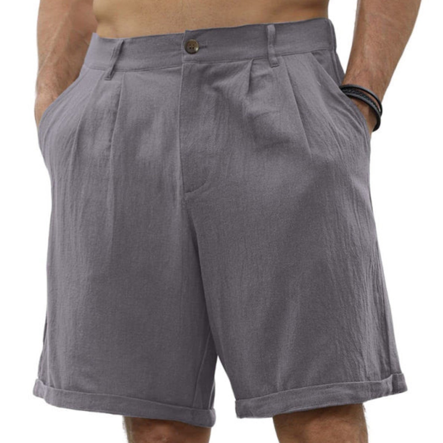 Pleated Elastic Waist Shorts