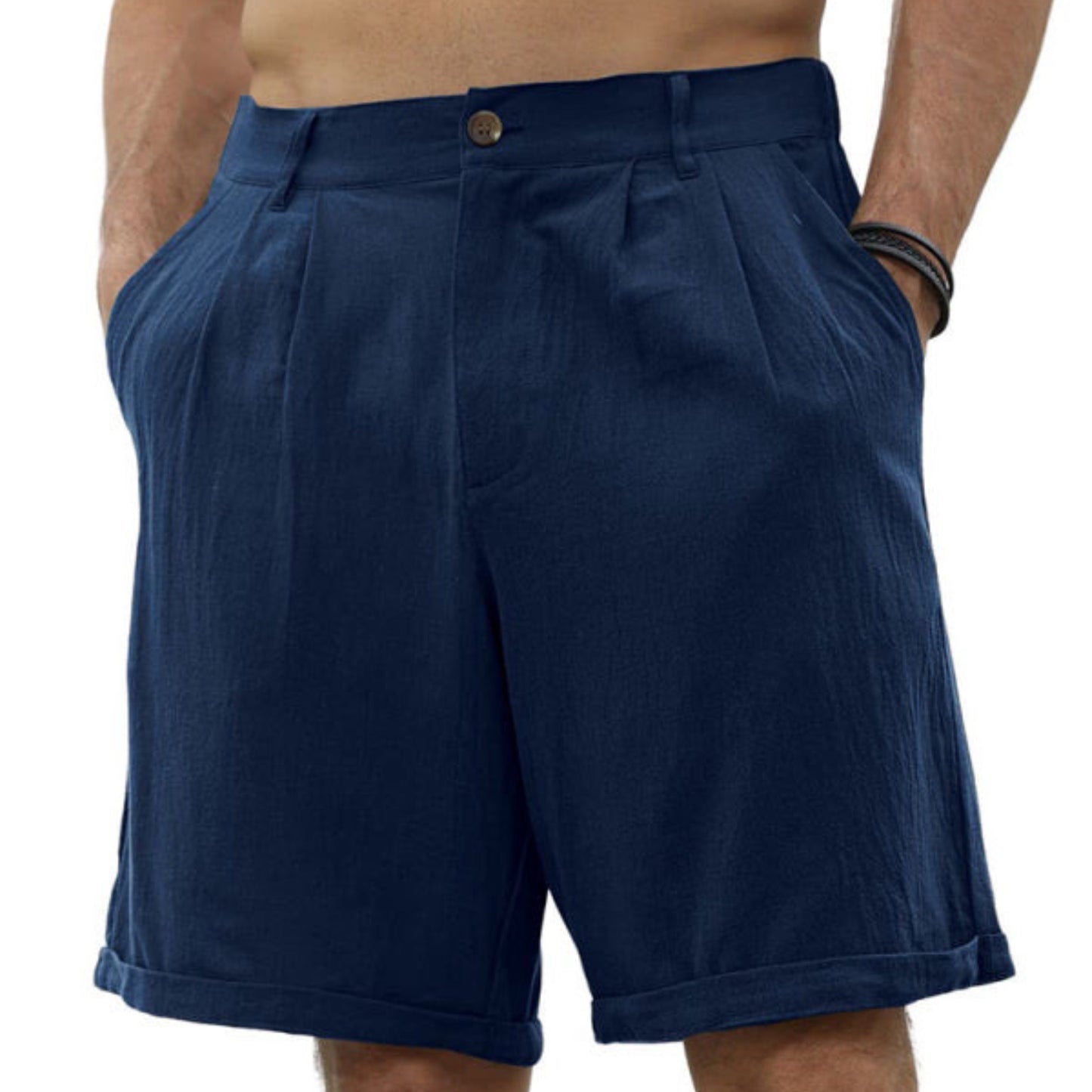 Pleated Elastic Waist Shorts