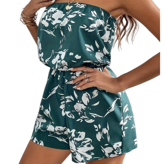 Floral Green Romper