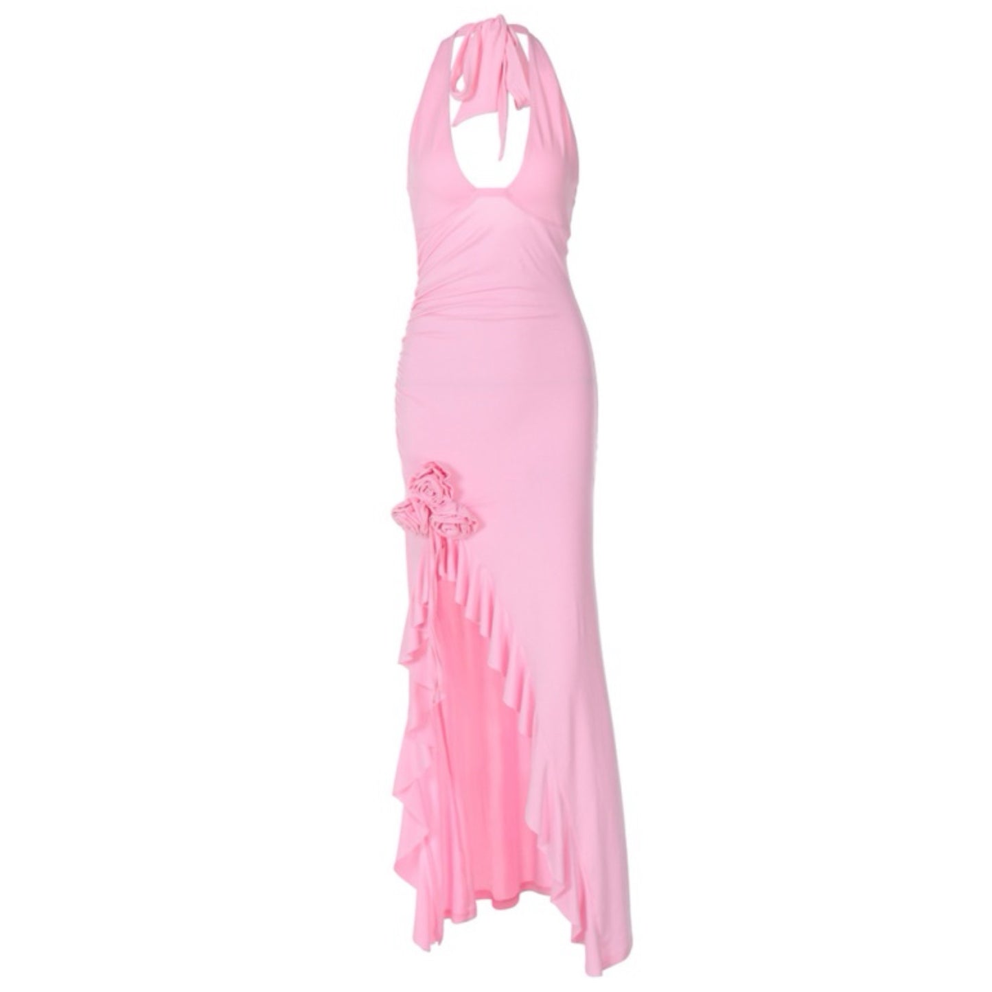 Halter Neck Ruffle Maxi Dress