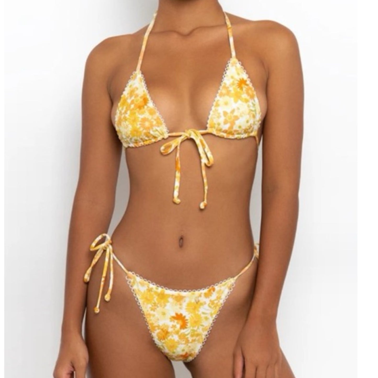 Yellow Floral Two Piece Bikini