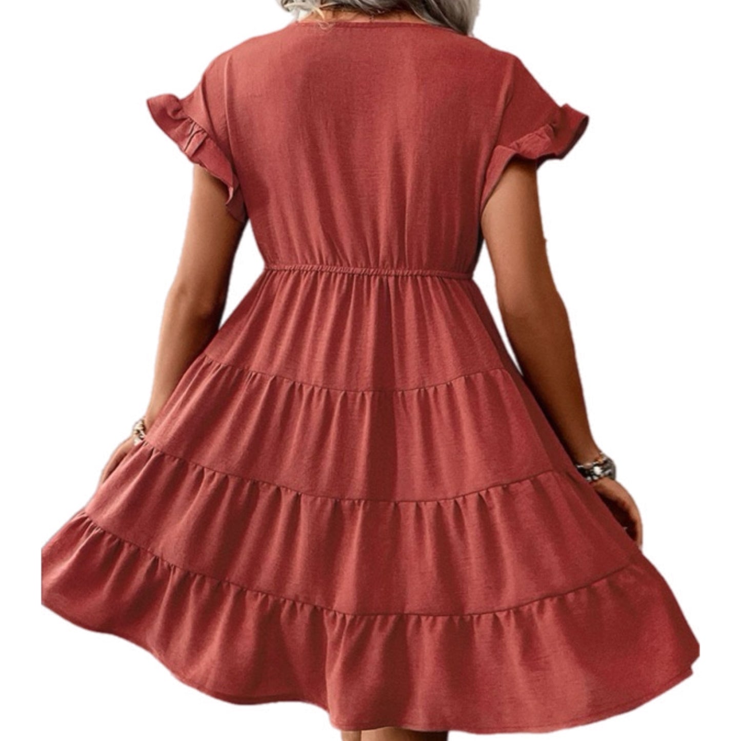 Red Ruffle Short Dress