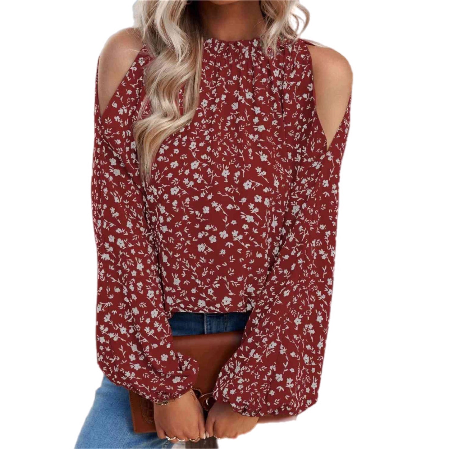 Floral Cold-Shoulder Blouse