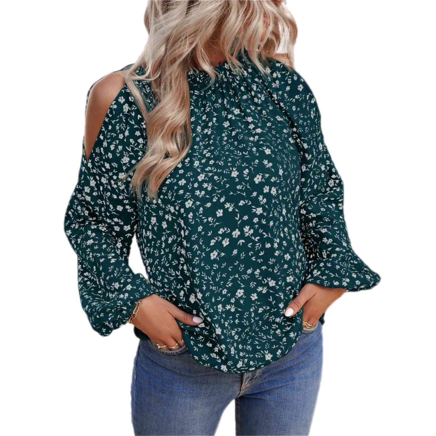 Floral Cold-Shoulder Blouse