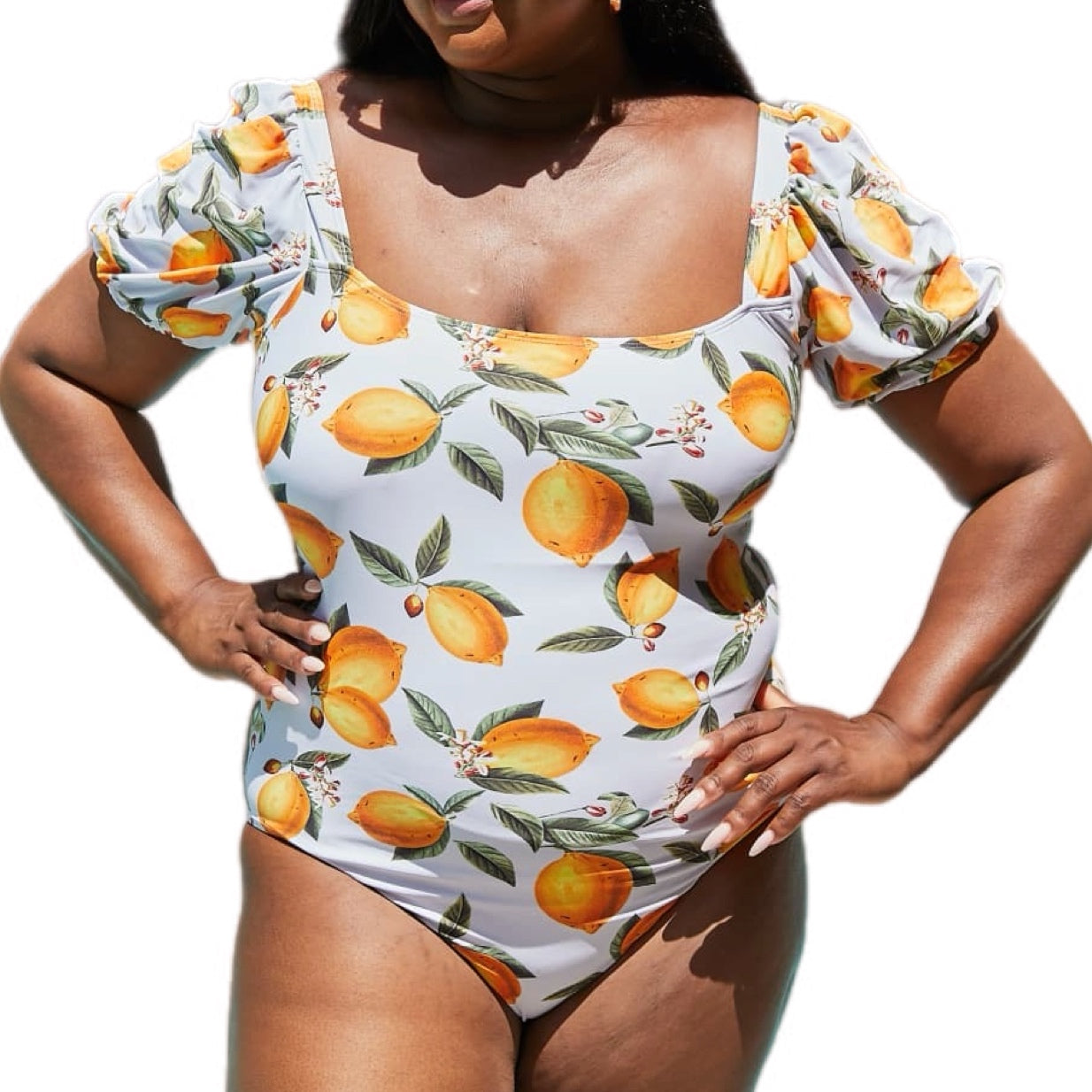 Citrus Lemon Puff Sleeve One-Piece