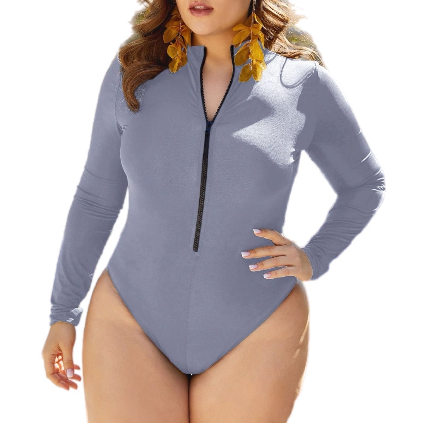 Zip Up Long Sleeve One-Piece