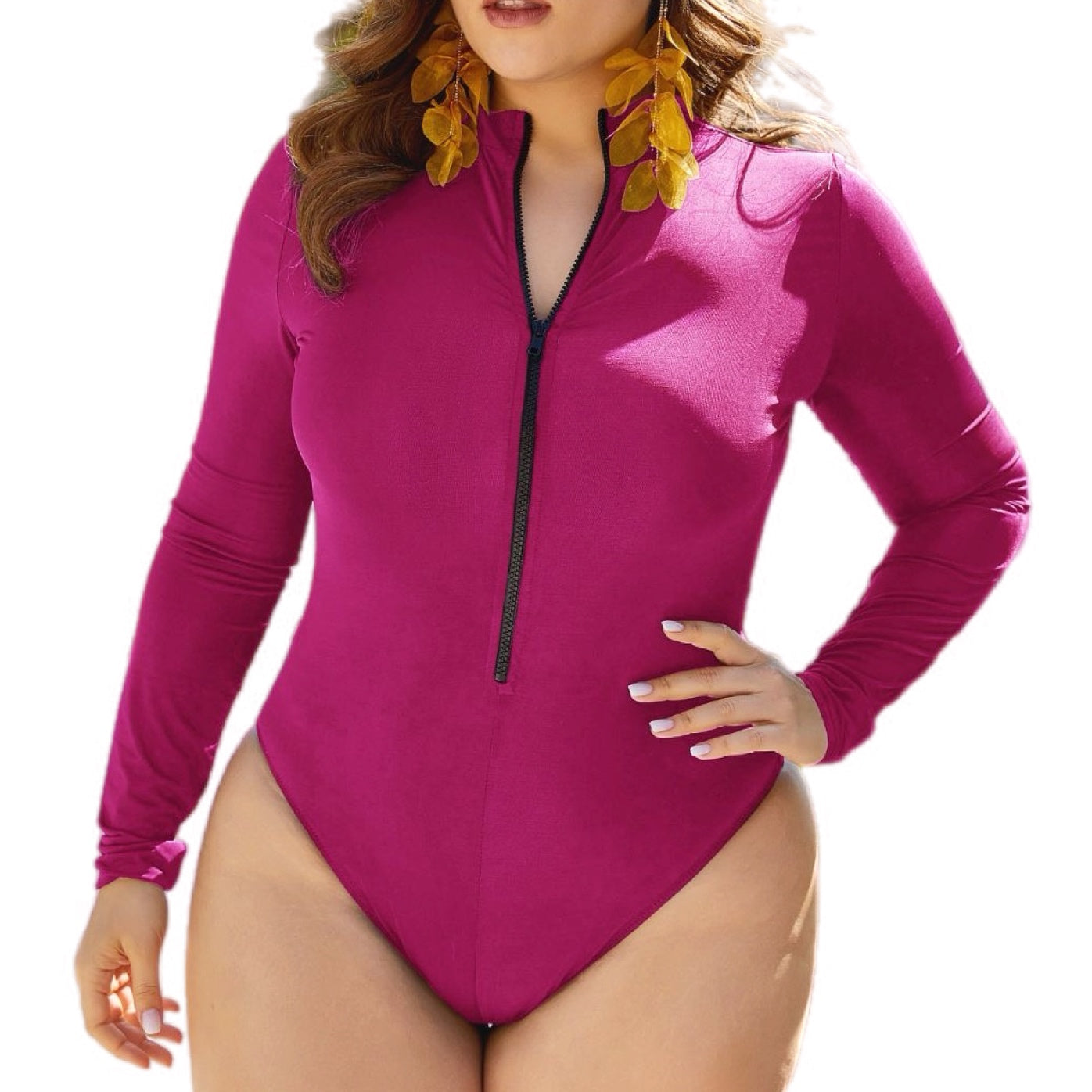 Zip Up Long Sleeve One-Piece