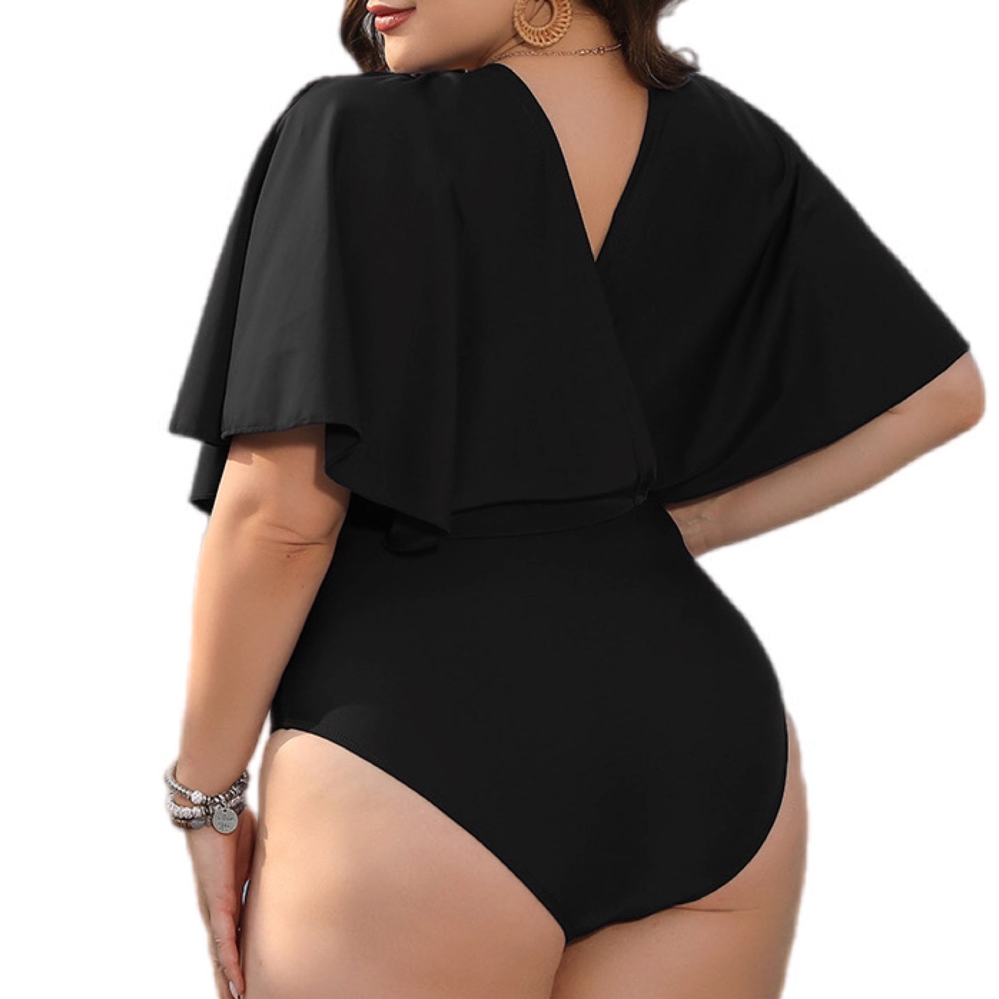 Plus Size Ruched Surplice Neck One-Piece Swimsuit